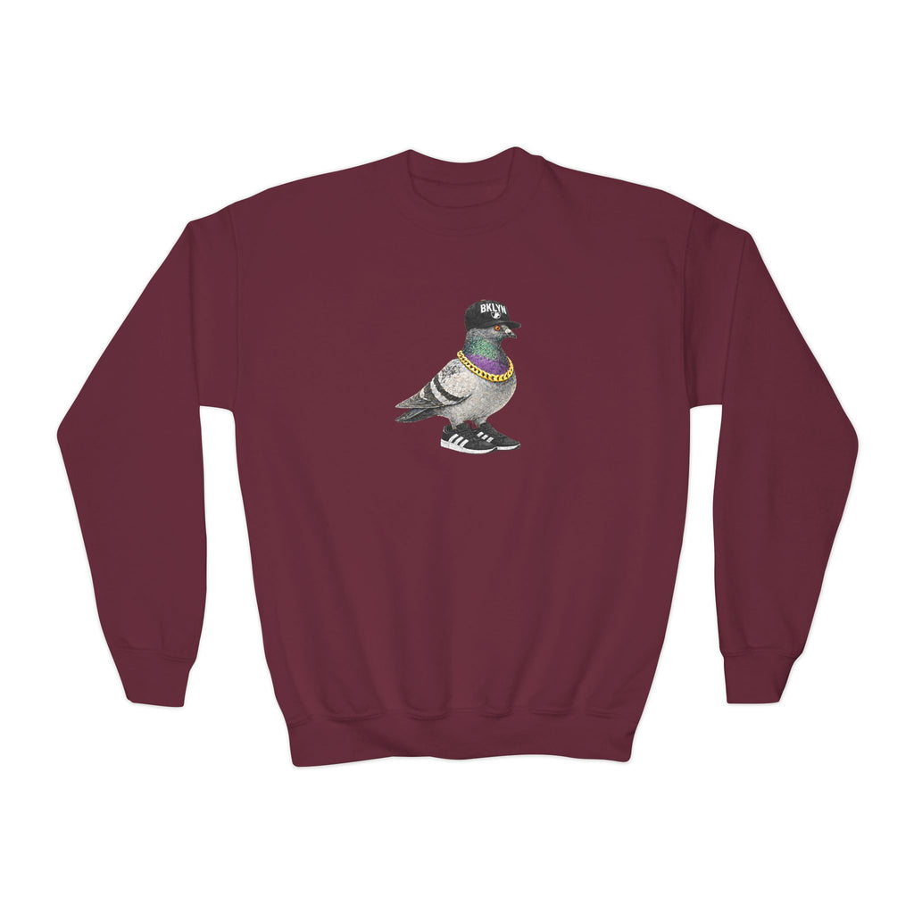 Customizable Brooklyn NYC Pigeon NYC Kids Crewneck Sweatshirt    New York Basketball Fan Bird Lover Childrens Sweater