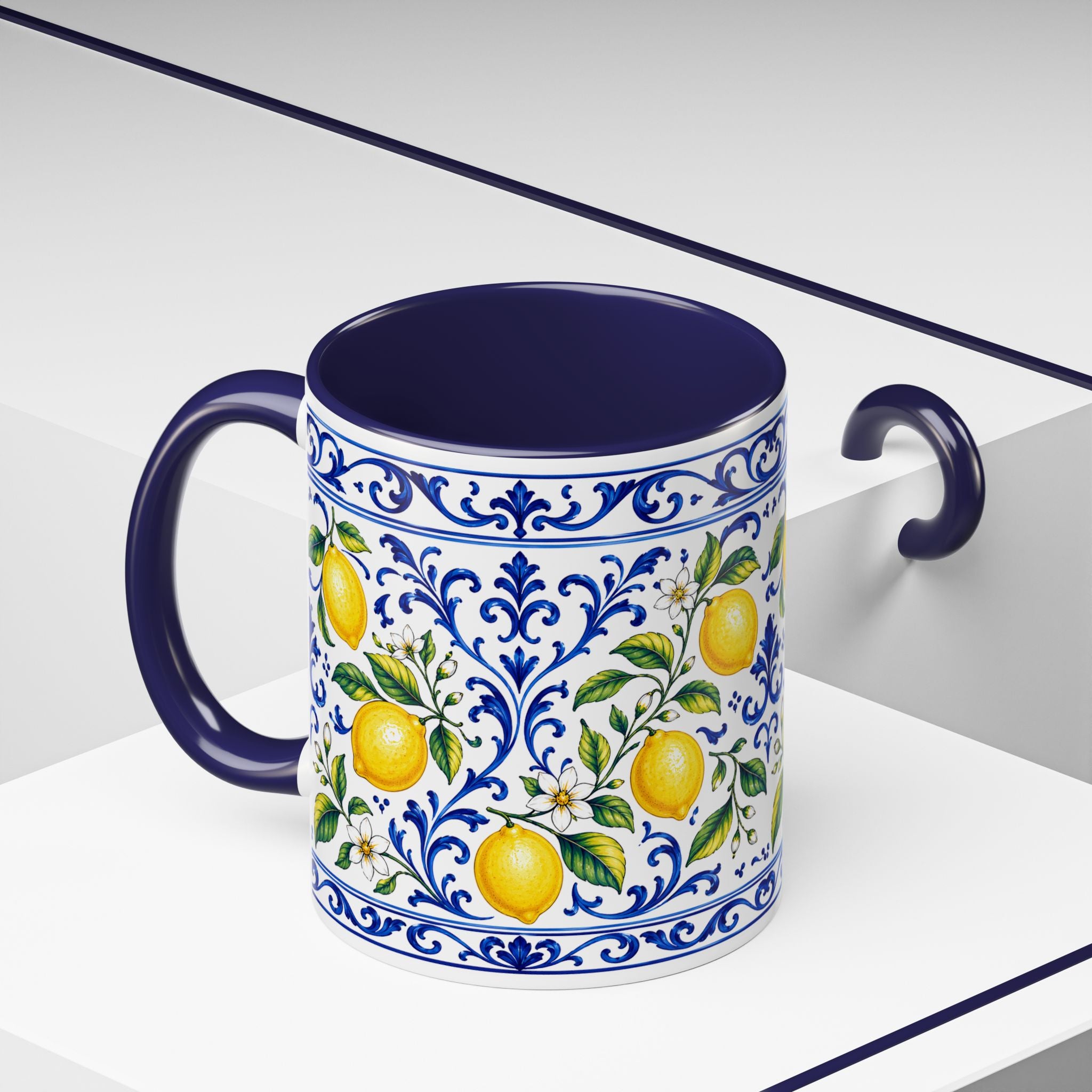 Little Italy Amalfi Blue with Lemon Mug — Blue Ceramic Kitchen Mug (11oz)