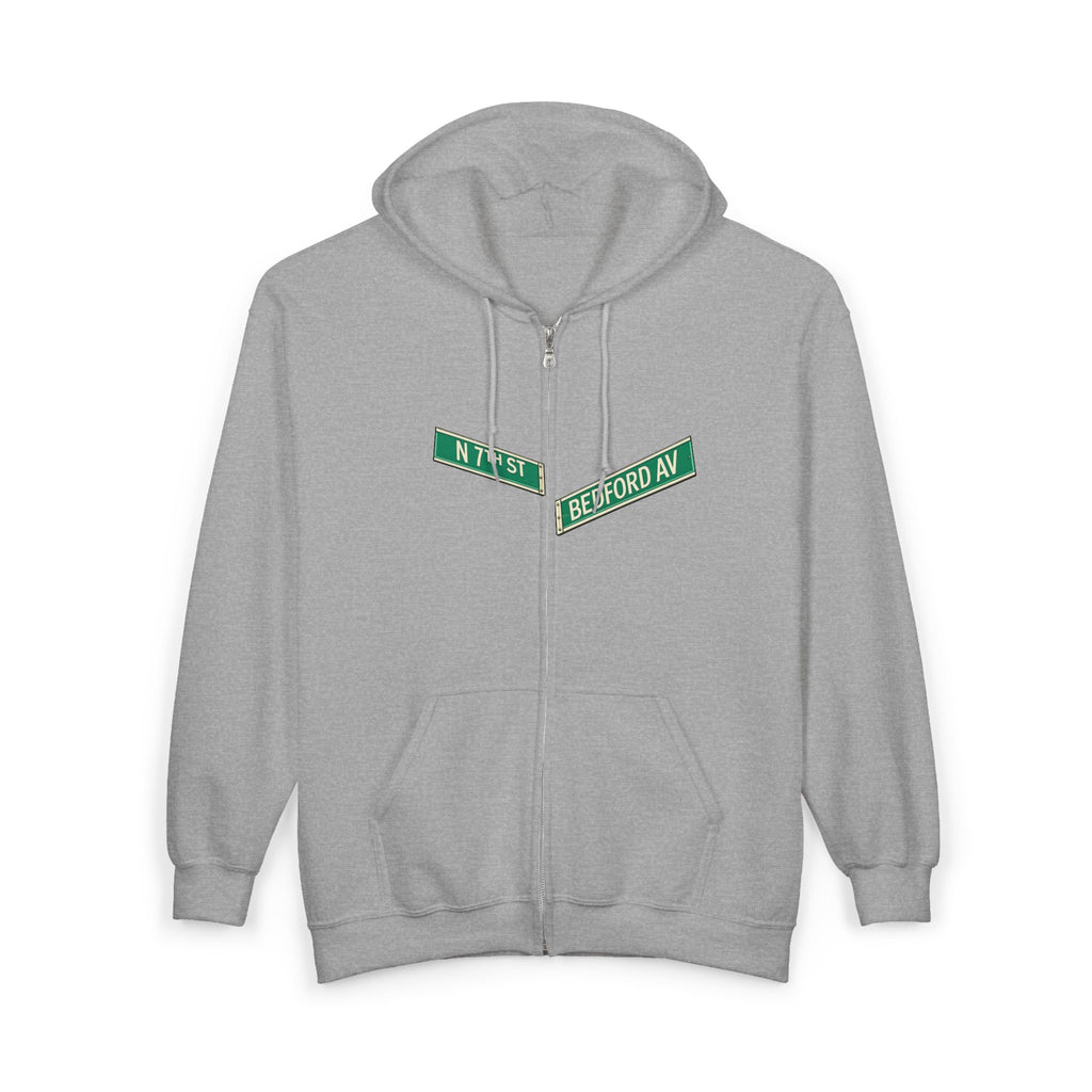 Sudadera con capucha y cremallera con letrero de Williamsburg Street | Sudadera con capucha Brooklyn Bedford Avenue North 7th