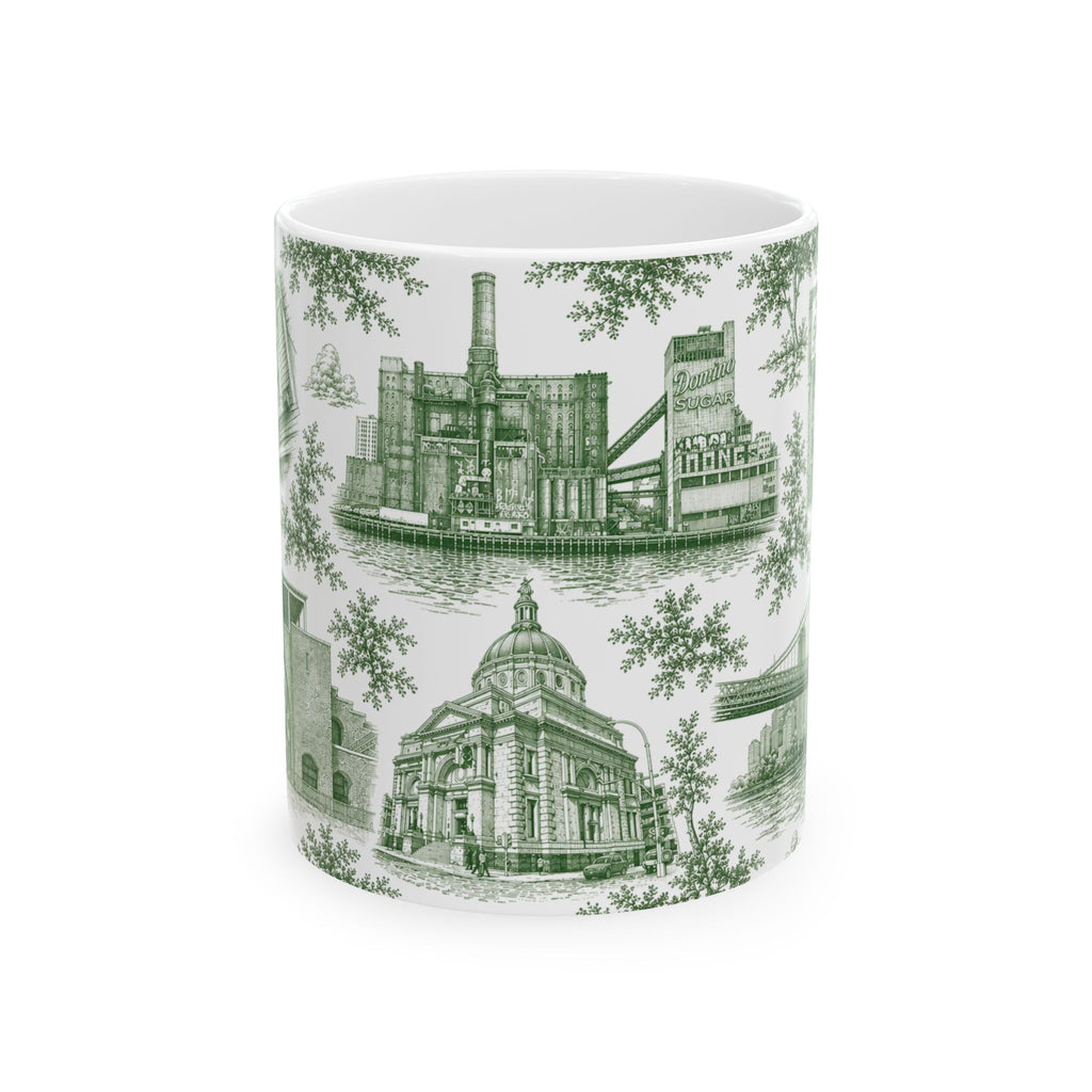 Williamsburg Green Toile de Jouy Mug | Brooklyn Chinoiserie Ceramic Coffee Cup