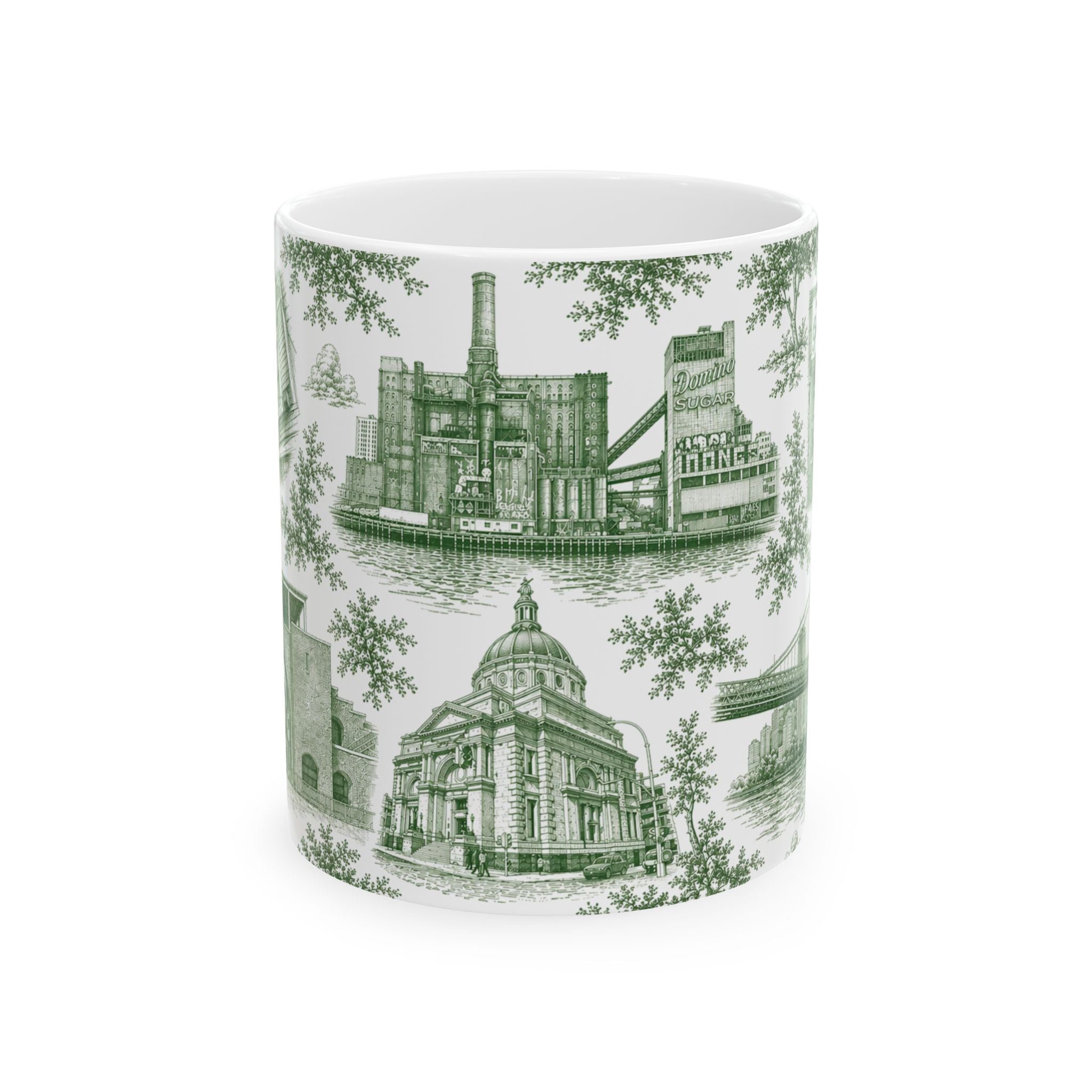 Williamsburg Green Toile de Jouy Mug | Brooklyn Chinoiserie Ceramic Coffee Cup