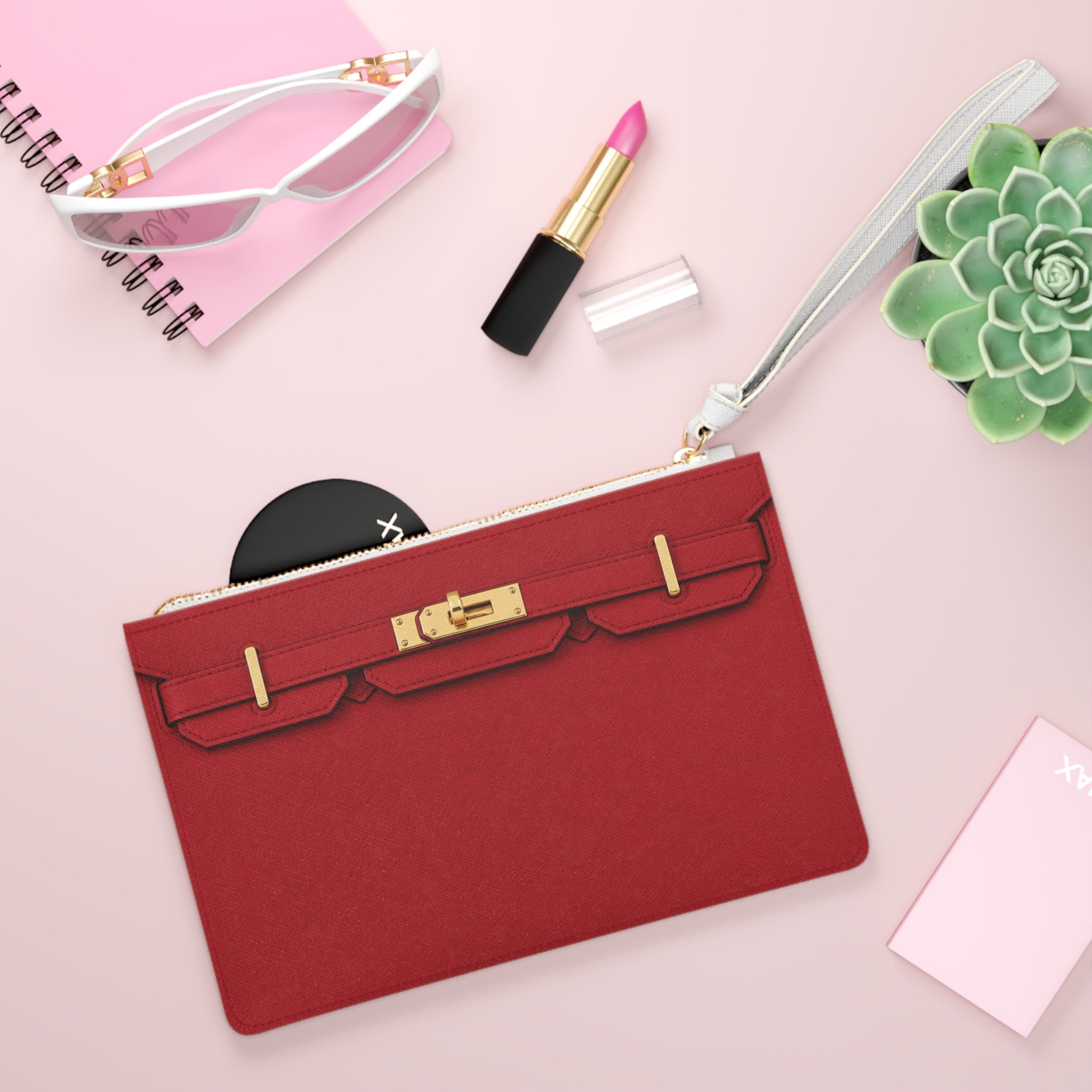 Canal Street Burgundy Clutch Bag — Elegant Wristlet Purse for Evening & Gifts