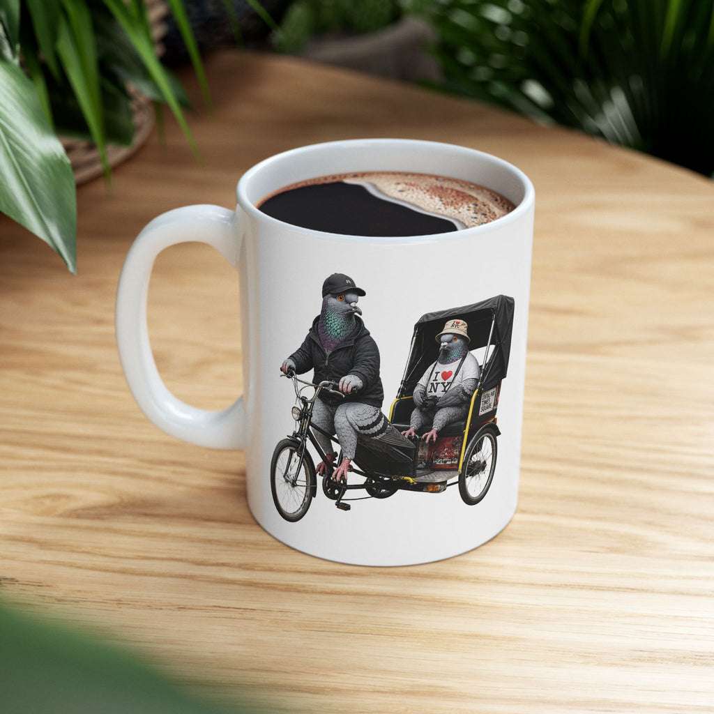 Customizable Times Square NYC Pigeon Mug | New York Bird Lovers Ceramic Coffee Cup