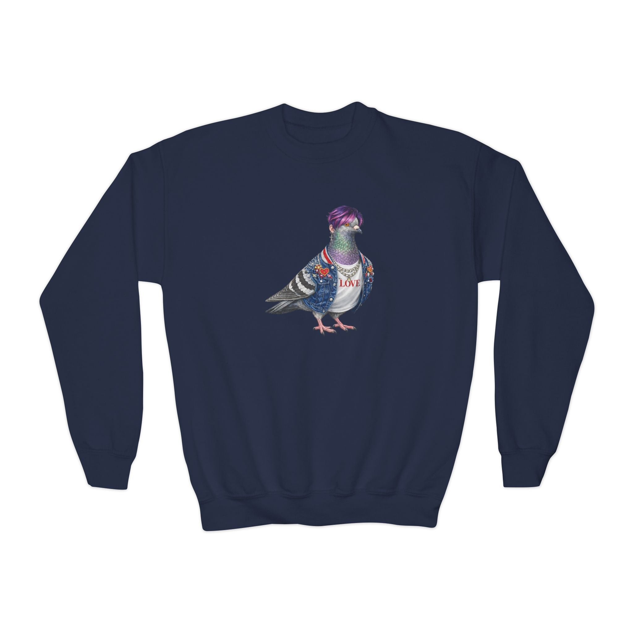 Customizable Koreatown NYC Pigeon NYC Kids Crewneck Sweatshirt    New York KPop Star Bird Lover Childrens Sweater