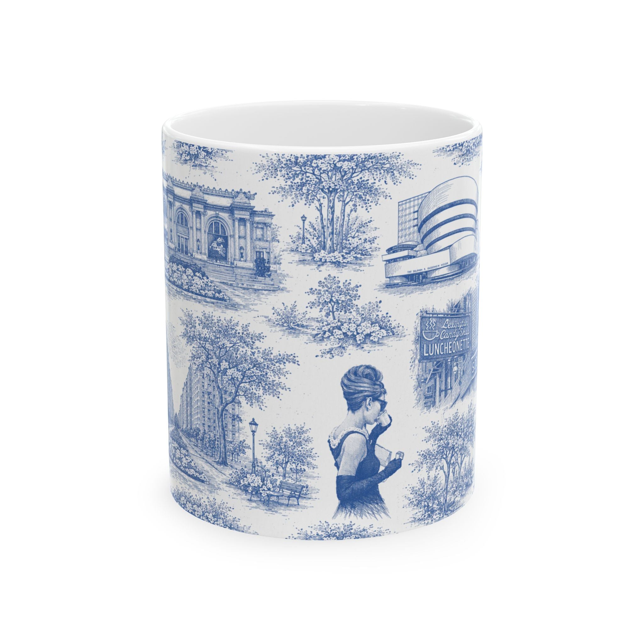 Upper East Side Blue Toile de Jouy Mug | New York Chinoiserie Ceramic Mug