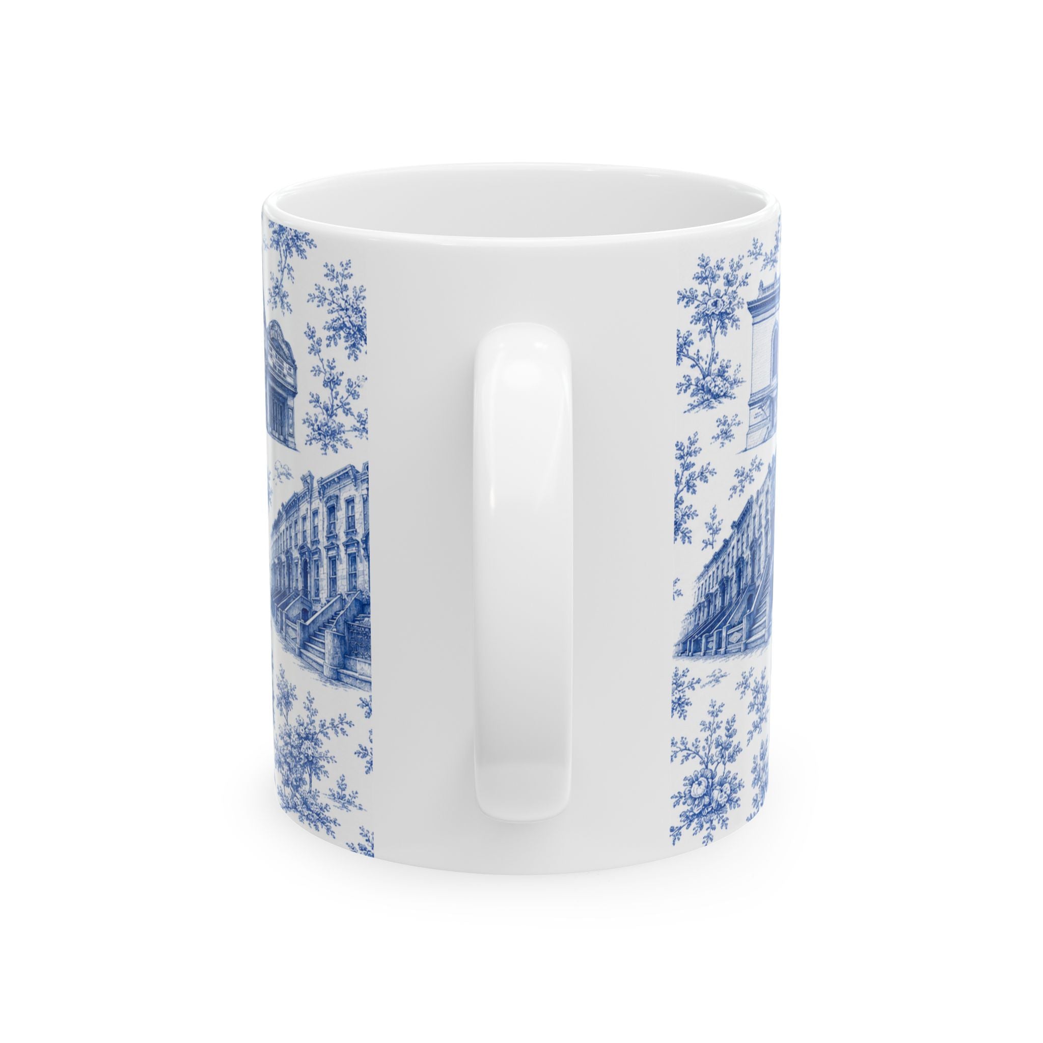 Fort Greene Blue Toile de Jouy Mug | NYC Chinoiserie Ceramic Coffee Cup