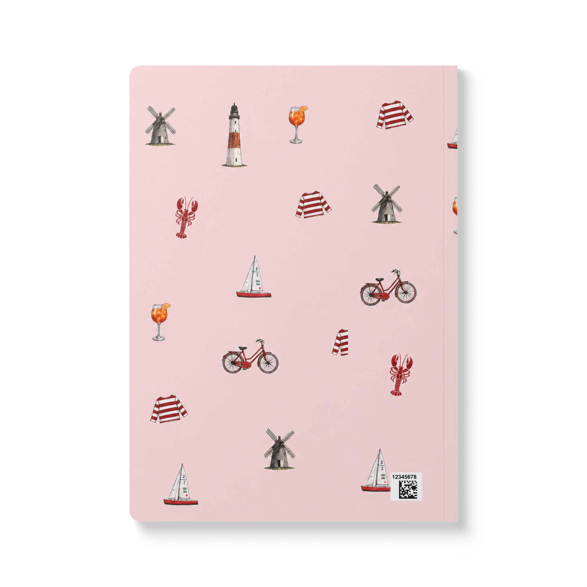 Icons of The Hamptons Pink Softcover Notebook
