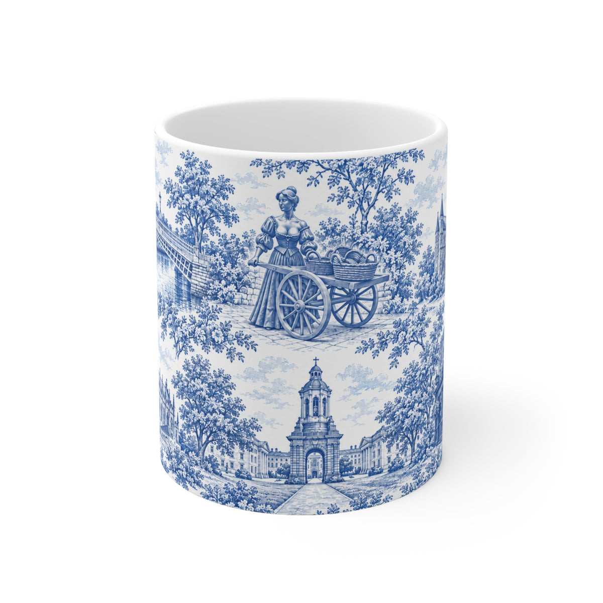 Dublin Blue Toile de Jouy Ceramic Mug — Coffee Cup (11oz; Ships from Europe)
