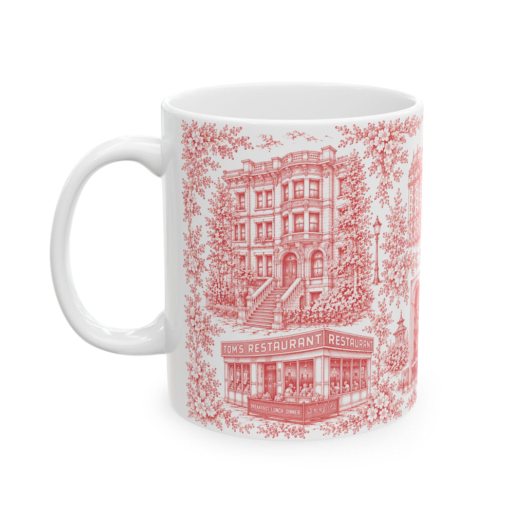 Upper West Side Red Toile de Jouy Mug | New York Chinoiserie Ceramic Coffee Cup