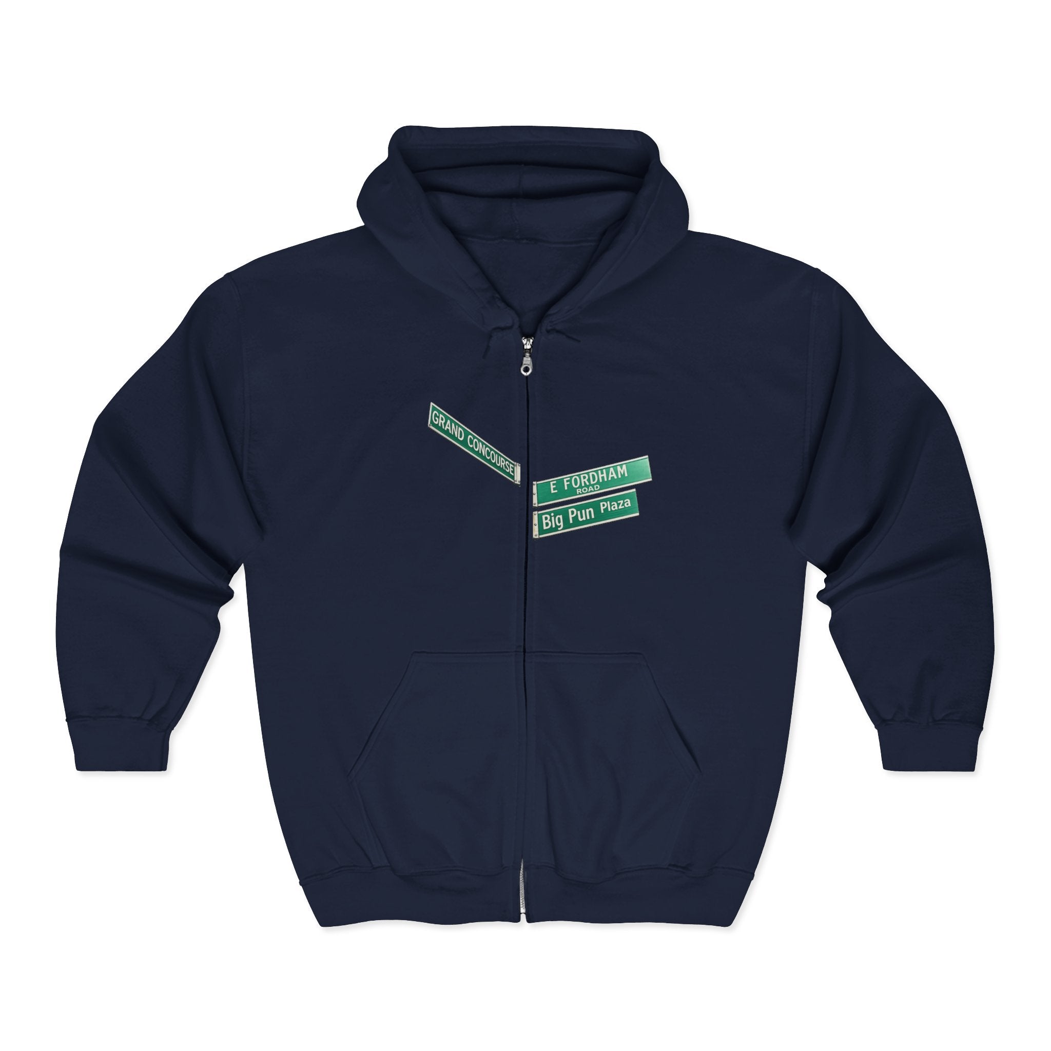 Bronx Street Sign Zip Up Hoodie   NYC Big Pun Grand Concourse Fordham Road Hooded Sweatshirt