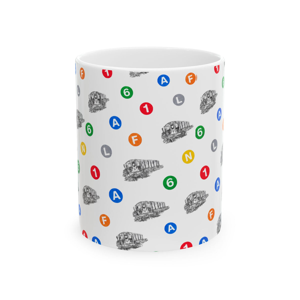 New York Subway Train Transit Icons Mug | NYC Metro Subway Pattern 11oz Coffee Tea Cup