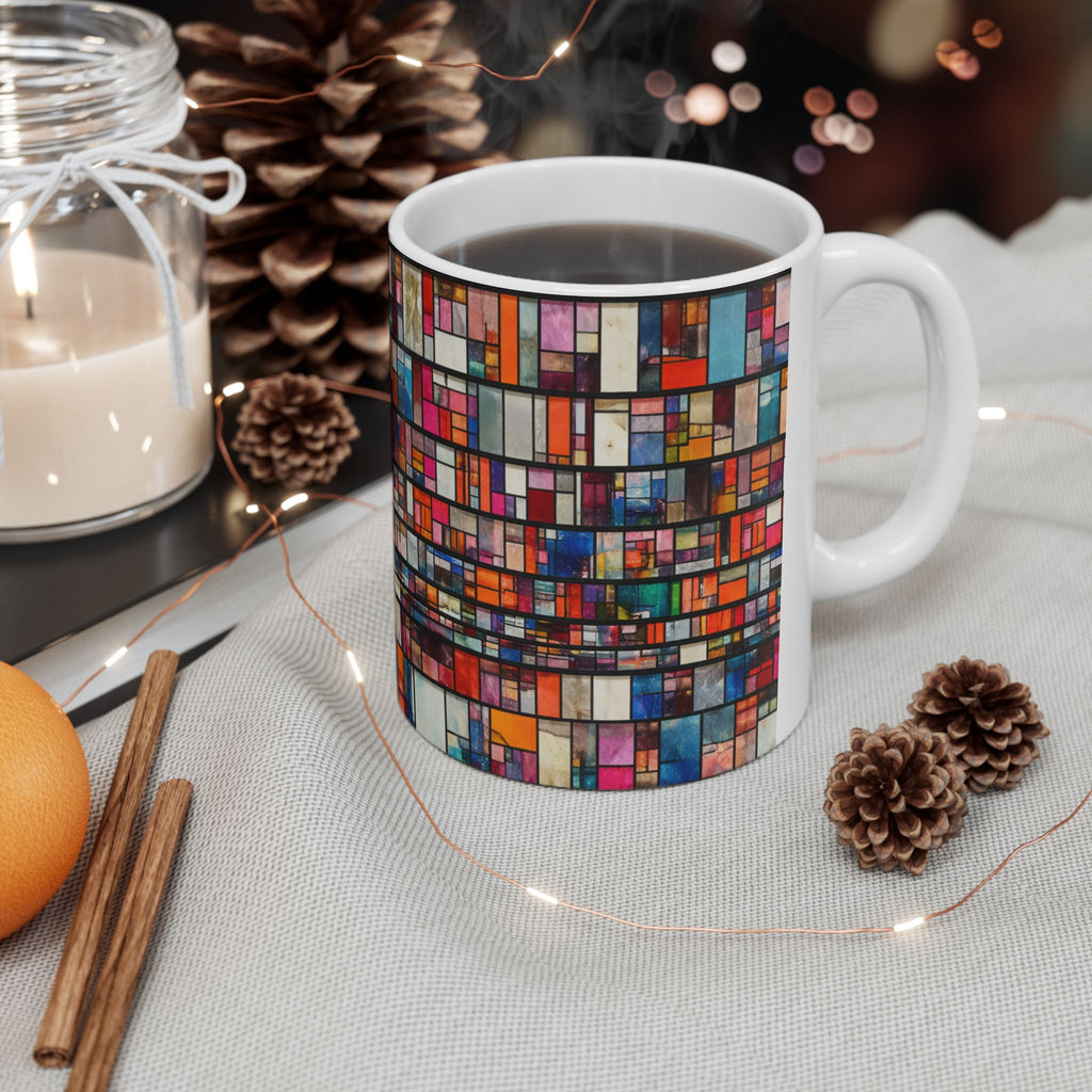 DUMBO Brooklyn Mosaic Water Tower Mug | Colorful Geometric Ceramic Mug 11oz