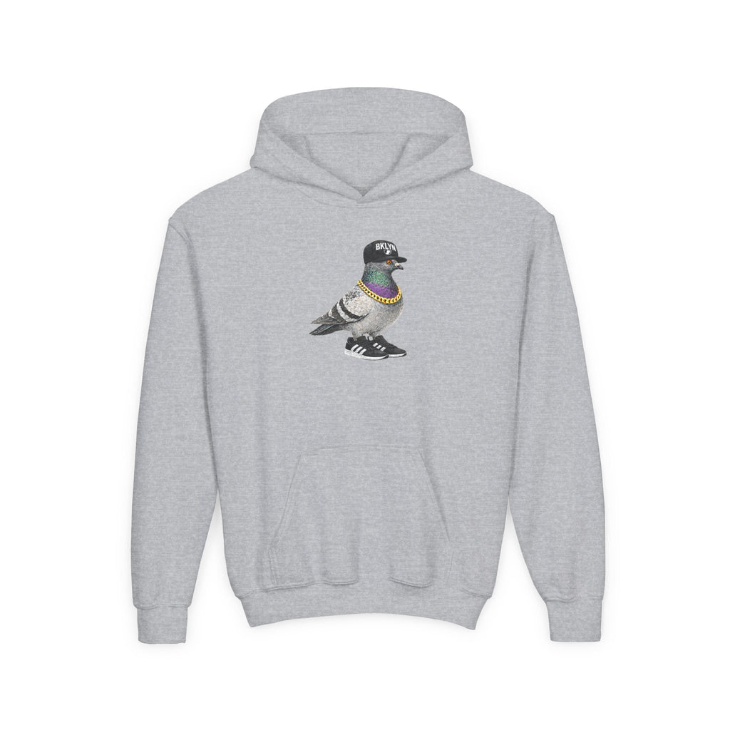 Customizable Brooklyn NYC Pigeon NYC Kids Hoodie | New York Baseball Sports Fan Bird Lovers Childrens Hooded Sweatshirt