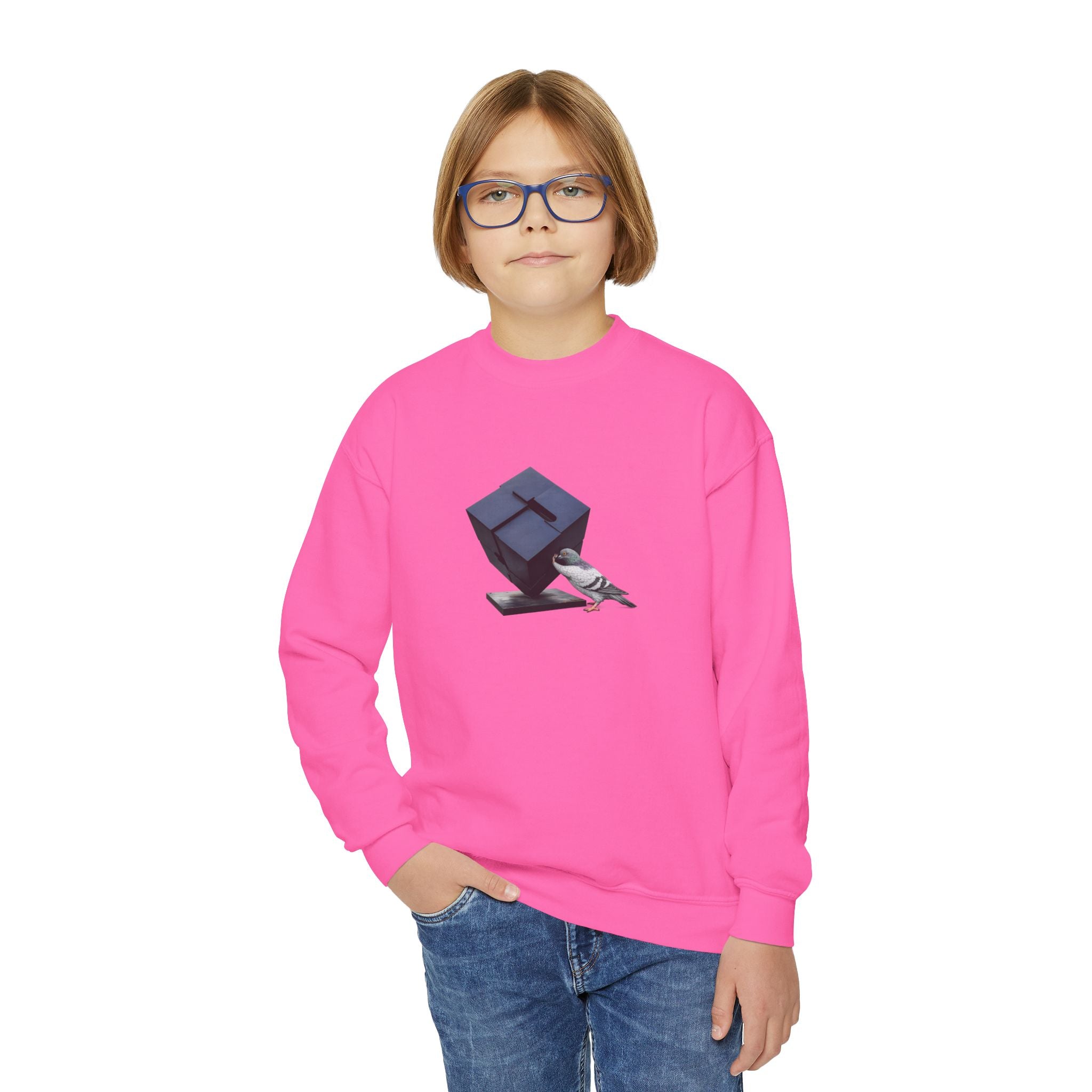 Customizable Astor Place NYC Pigeon NYC Kids Crewneck Sweatshirt    New York Alamo Cube Bird Lover Childrens Sweater