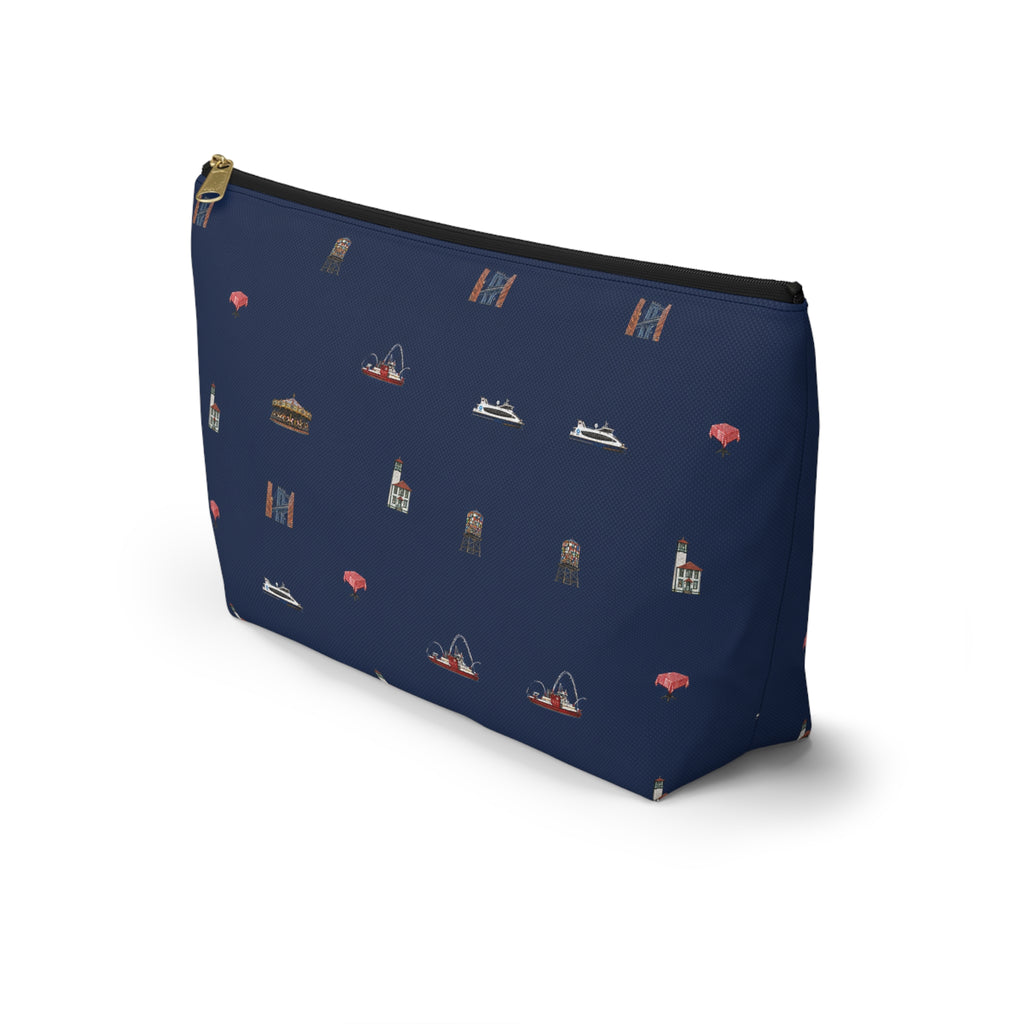 Icons of DUMBO Large Navy Blue Accessory Pouch — T-Bottom Makeup Bag