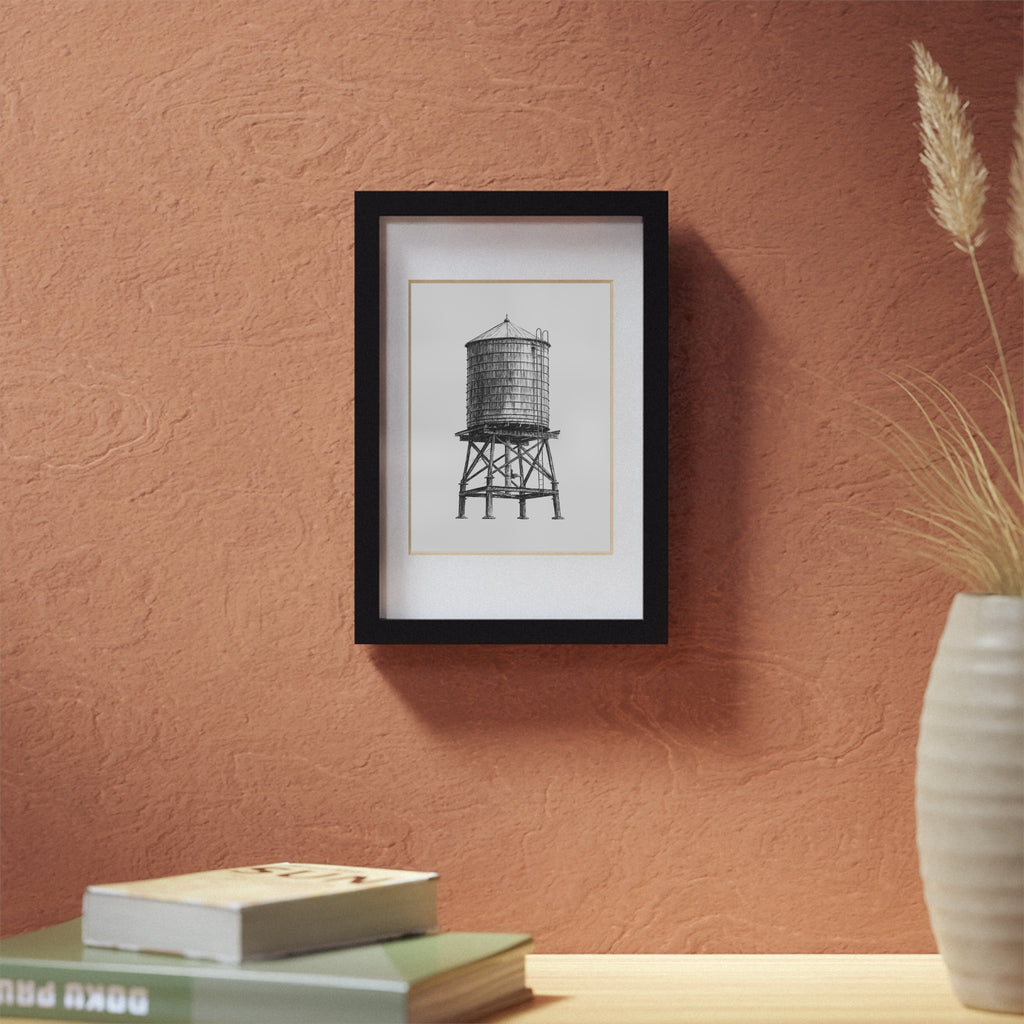 Boceto de la torre de agua de Nueva York | Marco negro