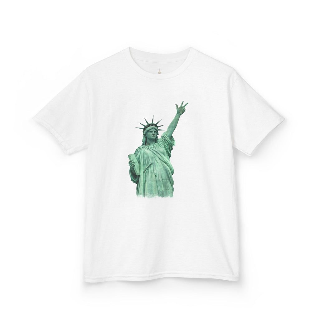 Statue of Liberty Three Points Celebration T-Shirt Kid Tee —  NYC Jalen Brunson Basketball 3 Point Shot Celly T-Shirt for Children