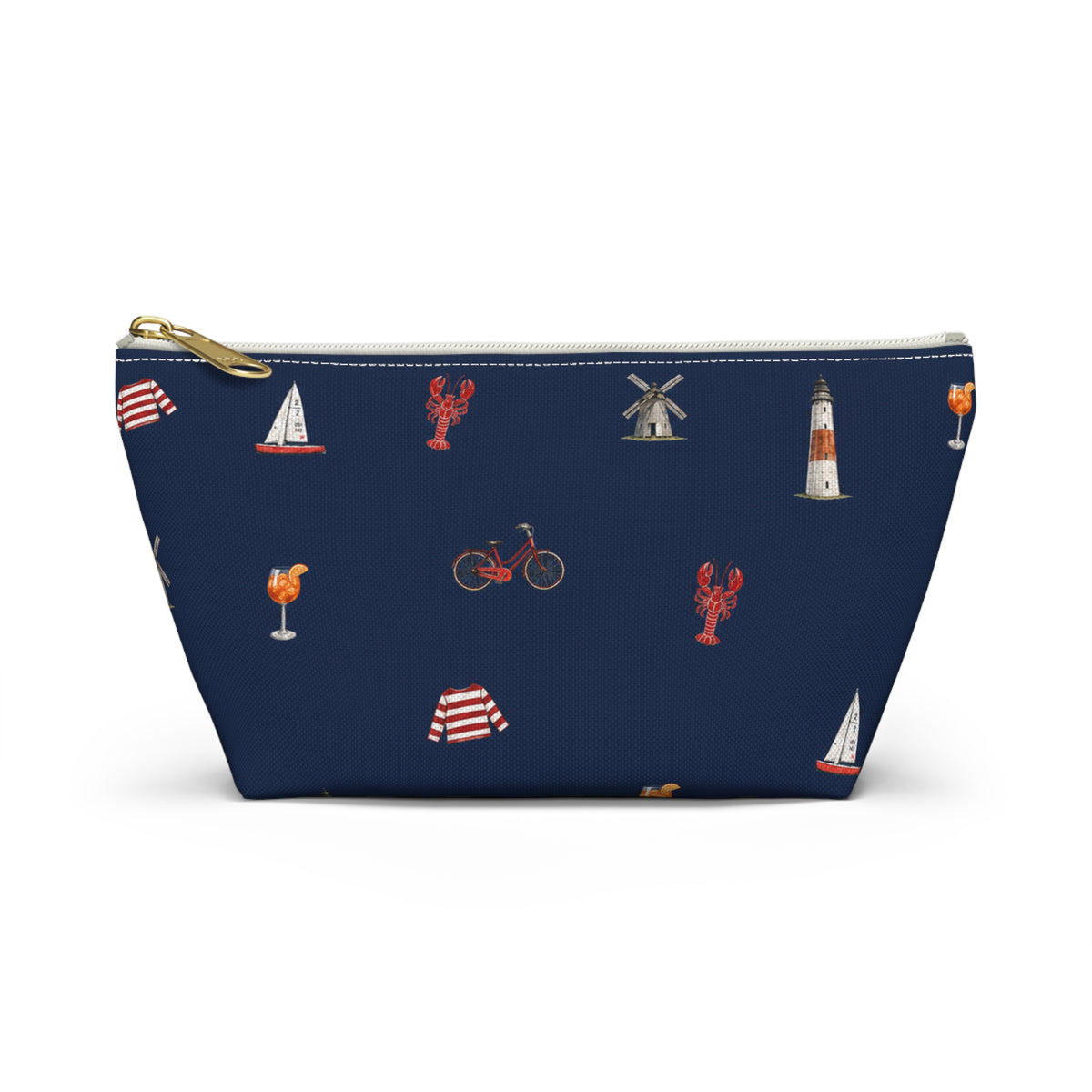 Icons of The Hamptons Navy Blue Pouch — T-Bottom Makeup & Travel Organizer