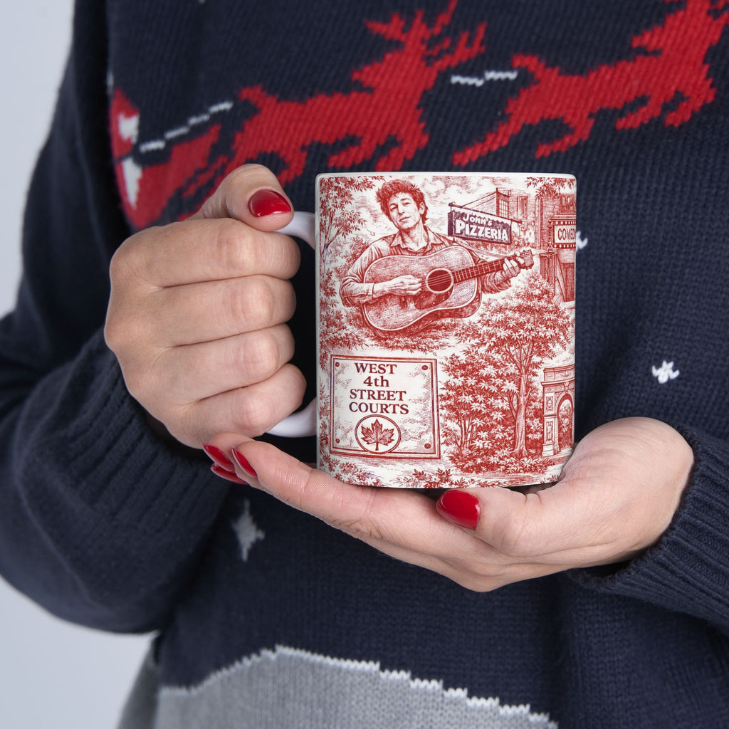 Greenwich Village Red and White Toile de Jouy Mug | NYC Chinoiserie Ceramic Coffee Cup