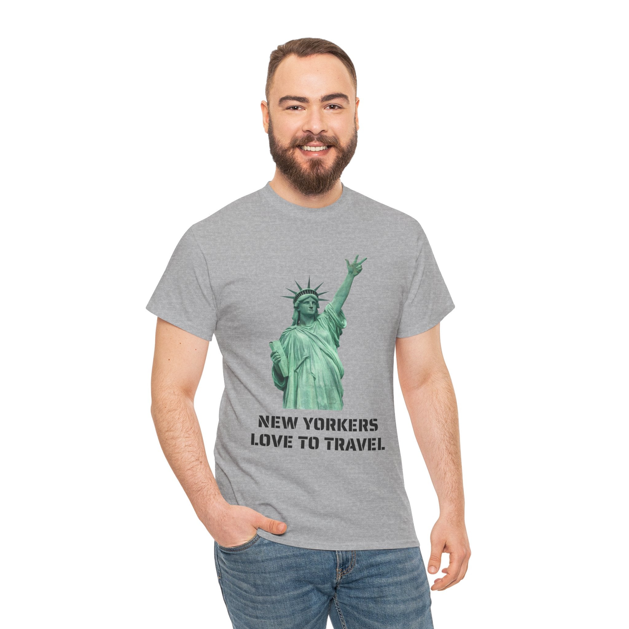New Yorkers Love To Travel Statue of Liberty Three Points T-Shirt | NYC Jalen Brunson Basketball 3 Point Shot Tee