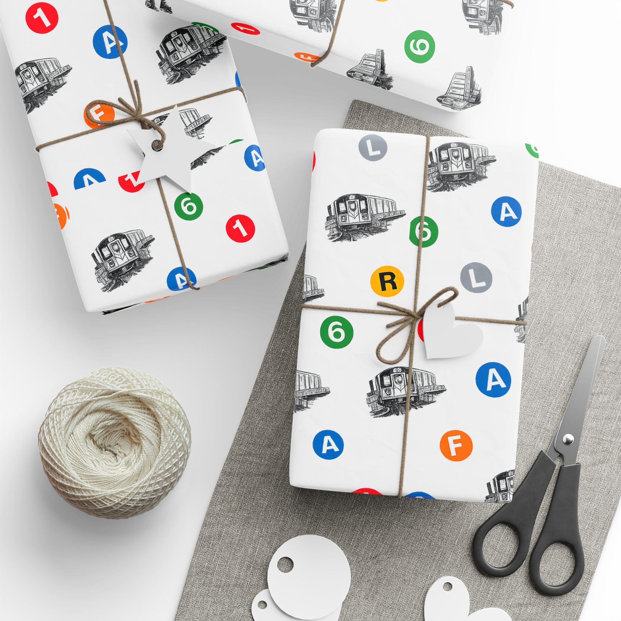 Subway Train & Transit Icons Gift Wrap Papers | NYC Metro Subway Pattern Wrapping Paper