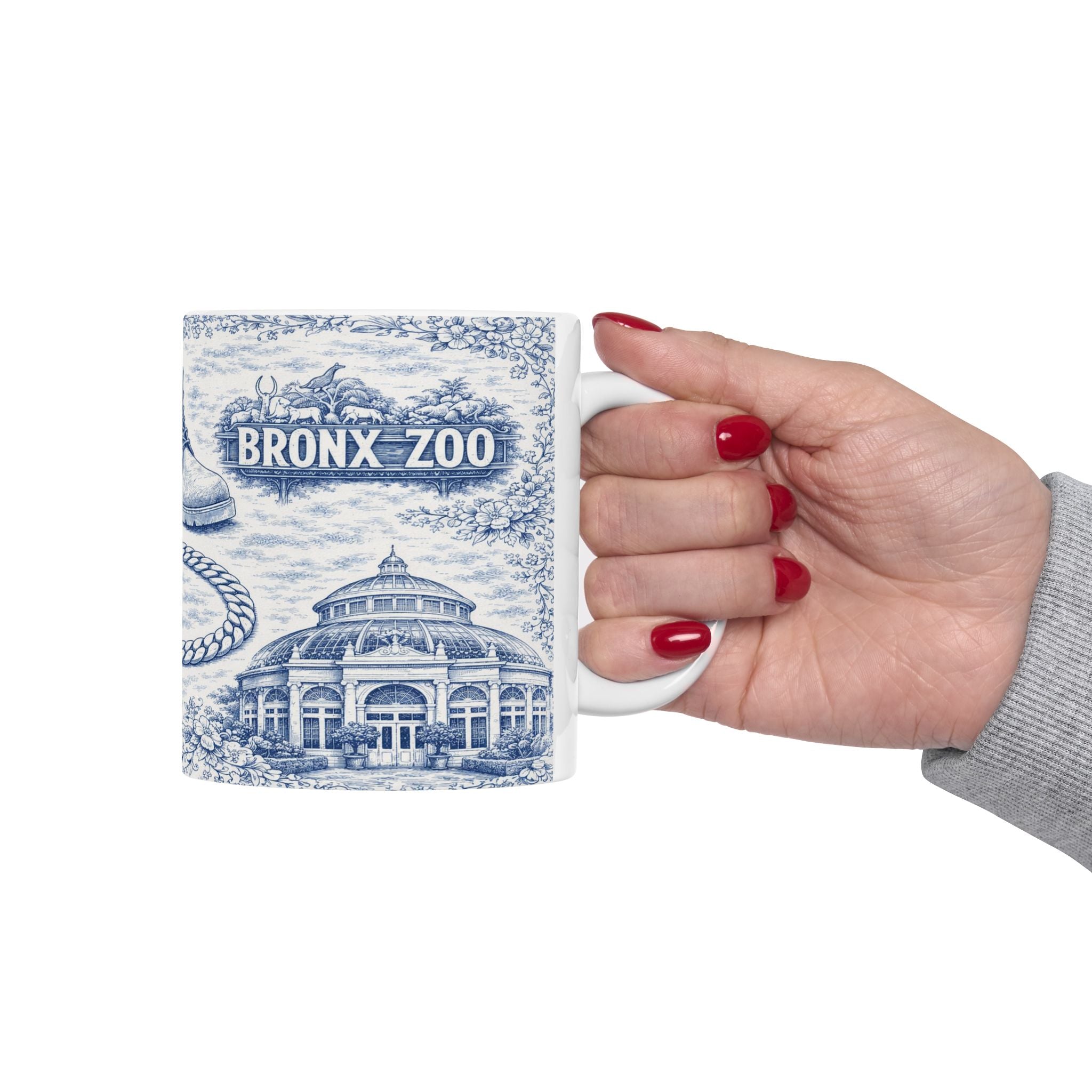 Bronx Blue Toile de Jouy Mug | NYC Chinoiserie Ceramic Coffee Cup