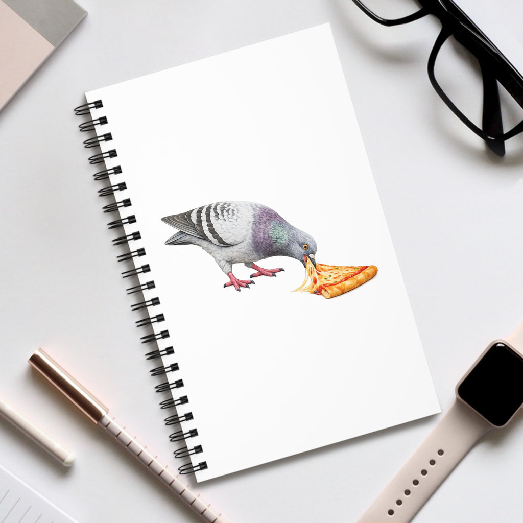 Customizable Little Italy NYC Pigeon Spiral Journal | Pizza Fan Bird Lovers Notebook