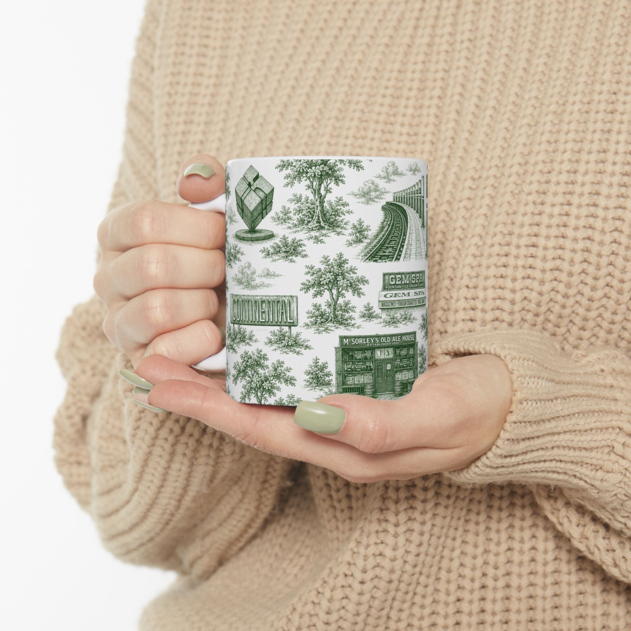 East Village Green Toile de Jouy Mug | NYC Chinoiserie Ceramic Mug