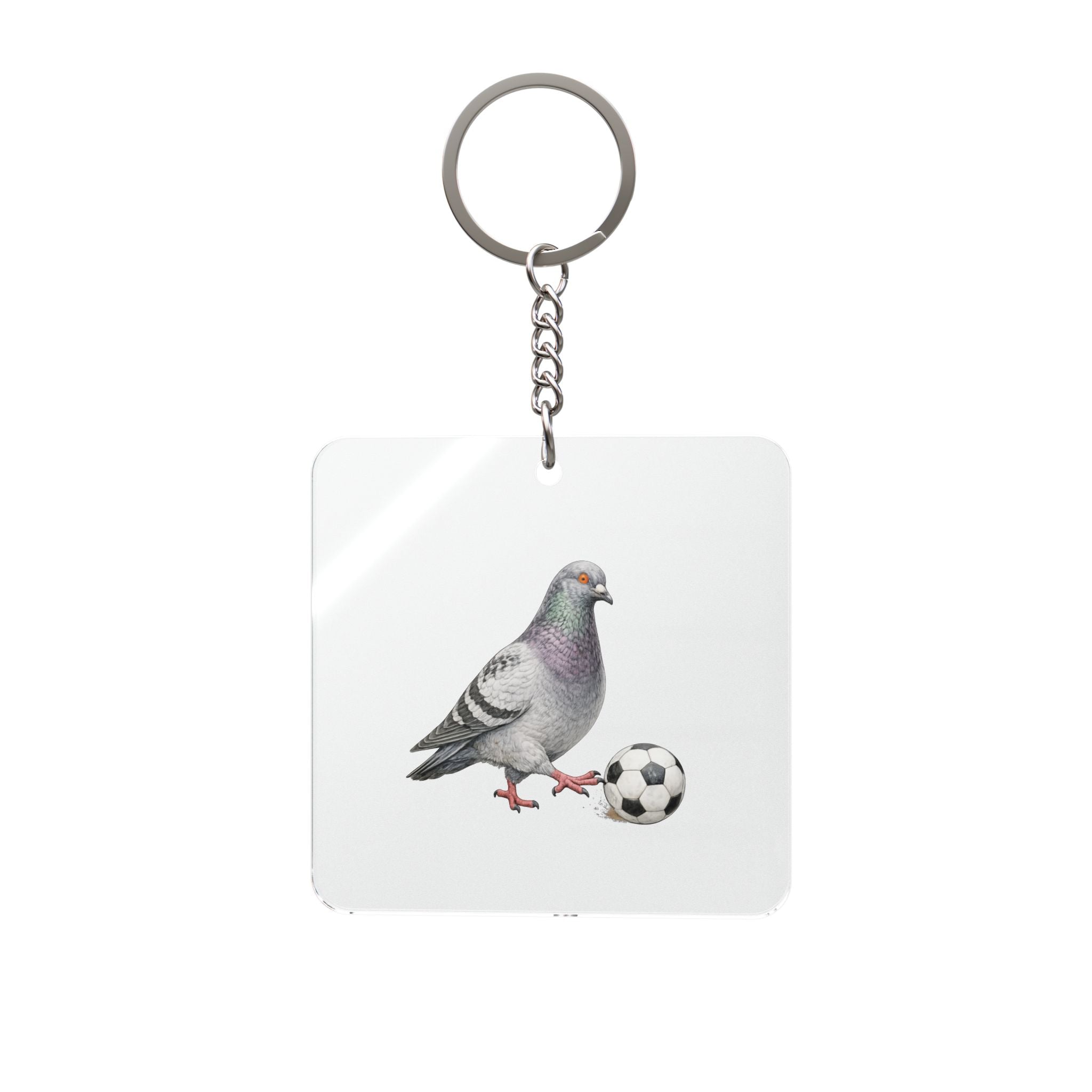 Customizable Corona NYC Pigeon Square Keychain | Queens Soccer Futbol Bird Lovers Keyring Gift