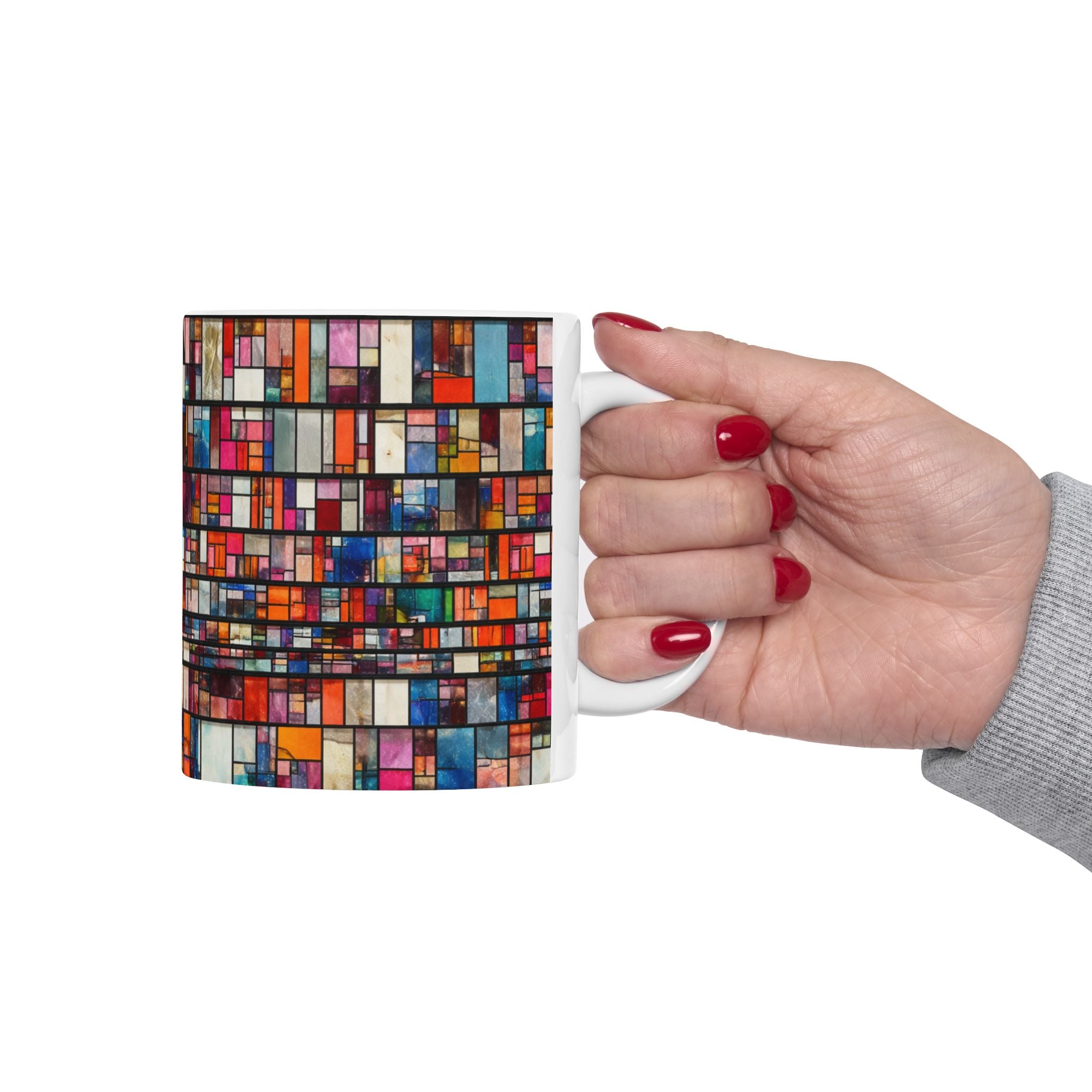 DUMBO Brooklyn Mosaic Water Tower Mug | Colorful Geometric Ceramic Mug 11oz