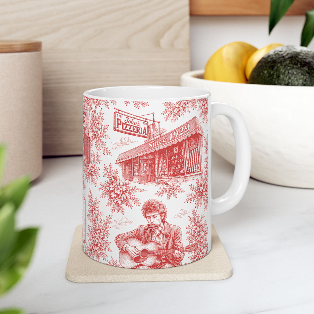 Greenwich Village Red Toile de Jouy Mug | NYC Chinoiserie Ceramic Coffee Cup
