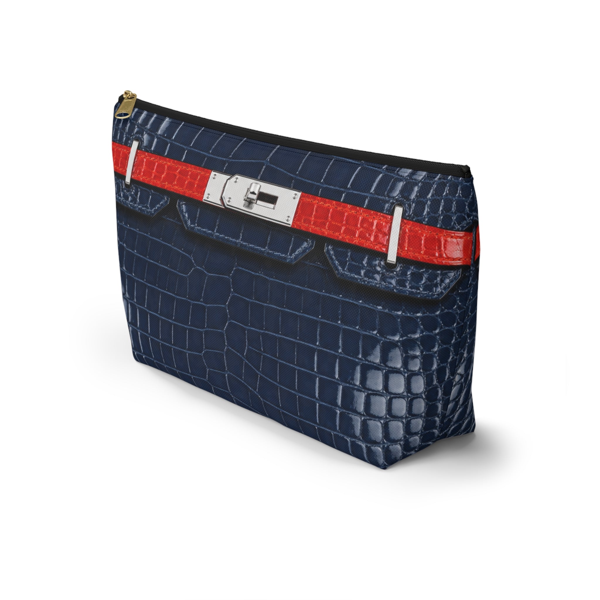 Canal Street Large Navy Croc Makeup Bag —  T-Bottom Travel Bag
