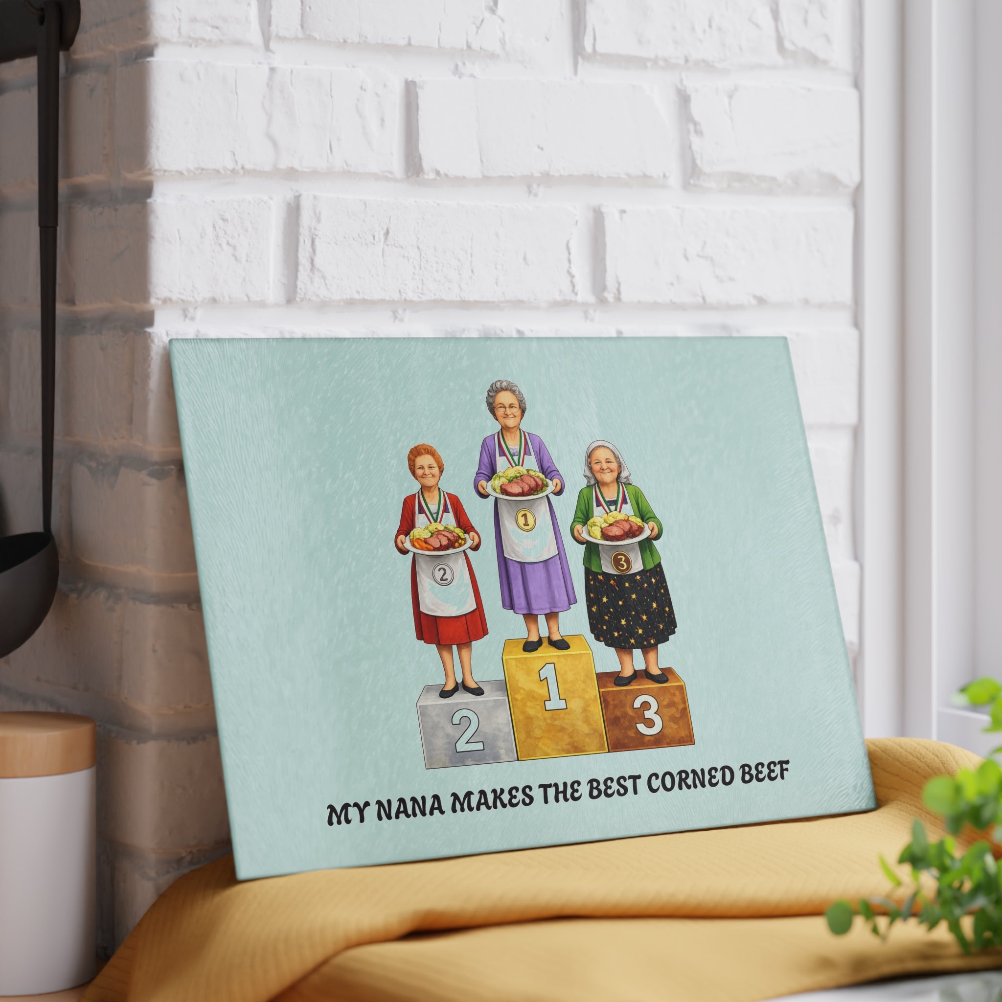 My Nana Makes The Best Corned Beef Glass Cutting Board | Irish Grandma Cooking Competition Kitchen Decor
