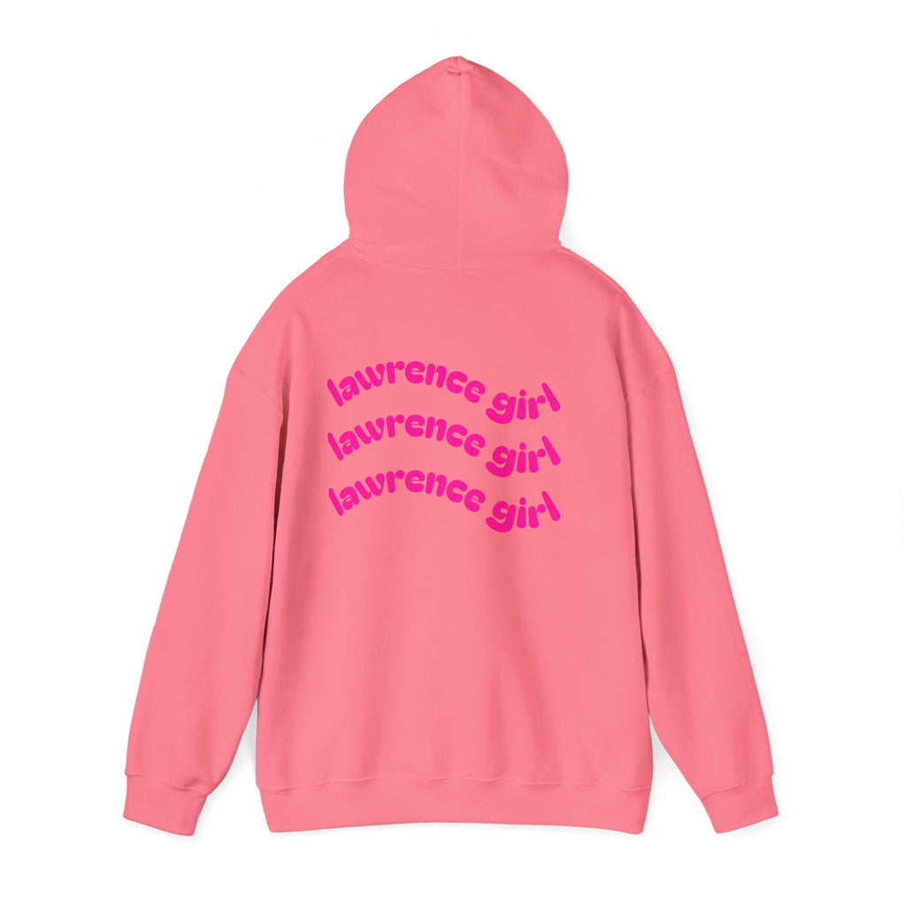 Lawrence Girl Hoodie – Retro Pink Wave Back Print Hooded Sweatshirt