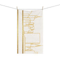 NYC Manhattan Skyline Gold Tea Towel — Minimal Gold & White New York City Skyline Kitchen Linen