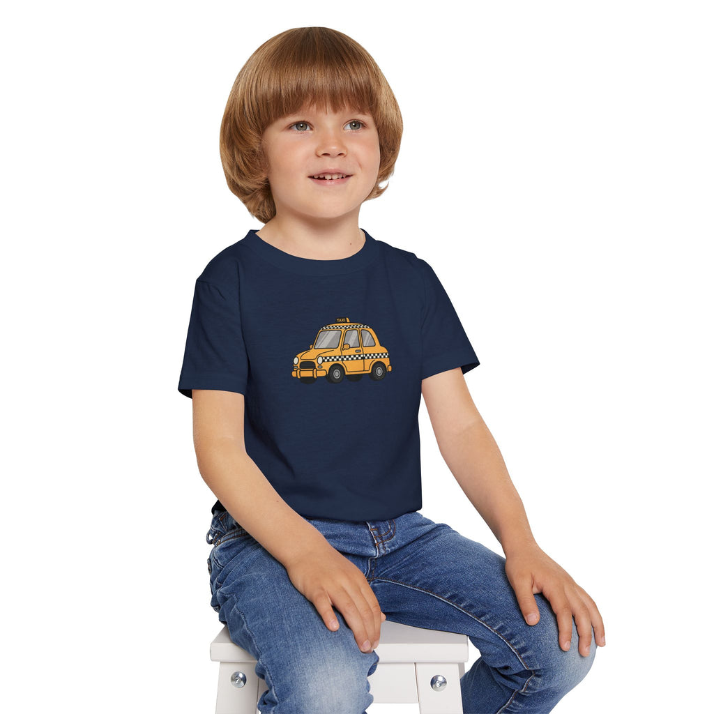 Camiseta de taxi de Nueva York para niños pequeños — Camiseta infantil con diseño de taxi amarillo a cuadros de Nueva York