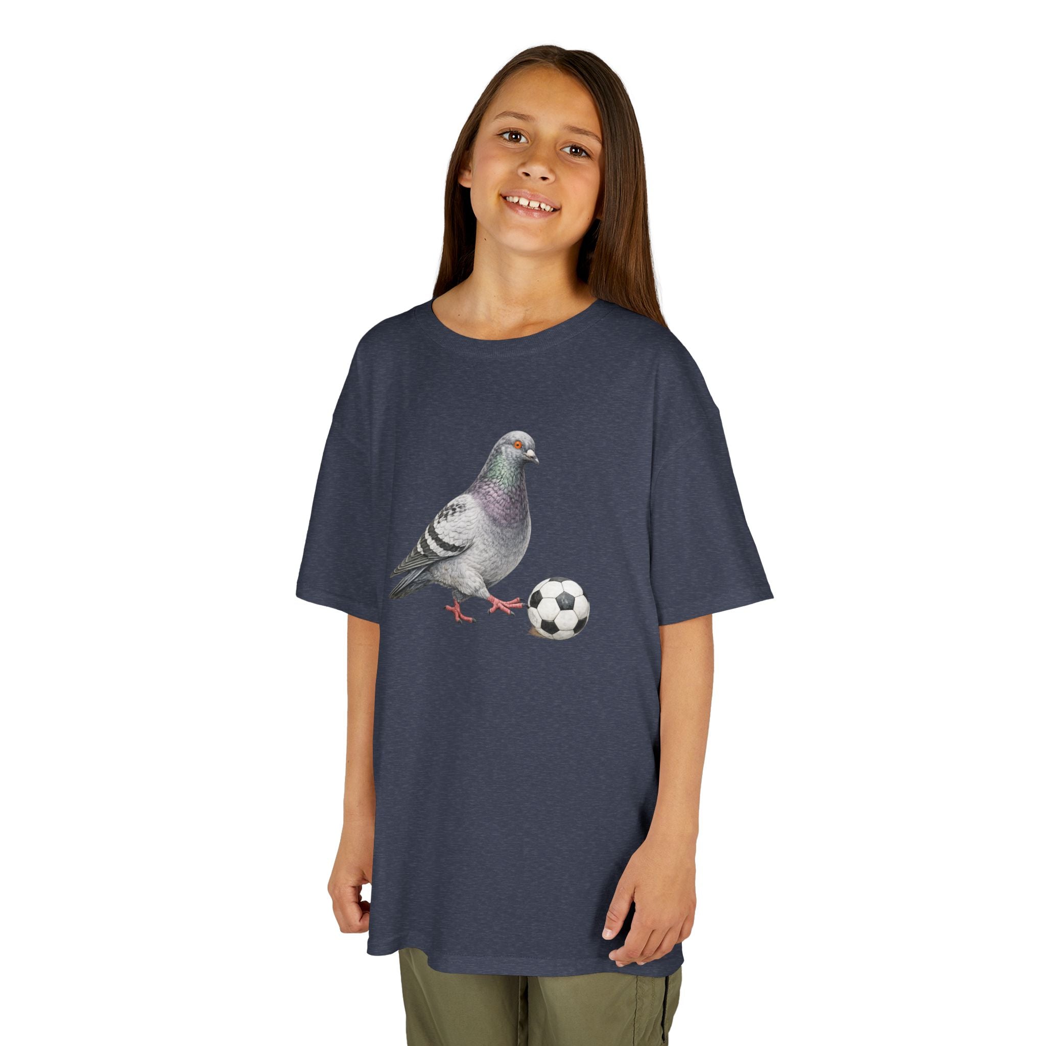 Customizable Corona NYC Pigeon Kids Soccer Tee — Cute Bird Soccer T-Shirt for Children