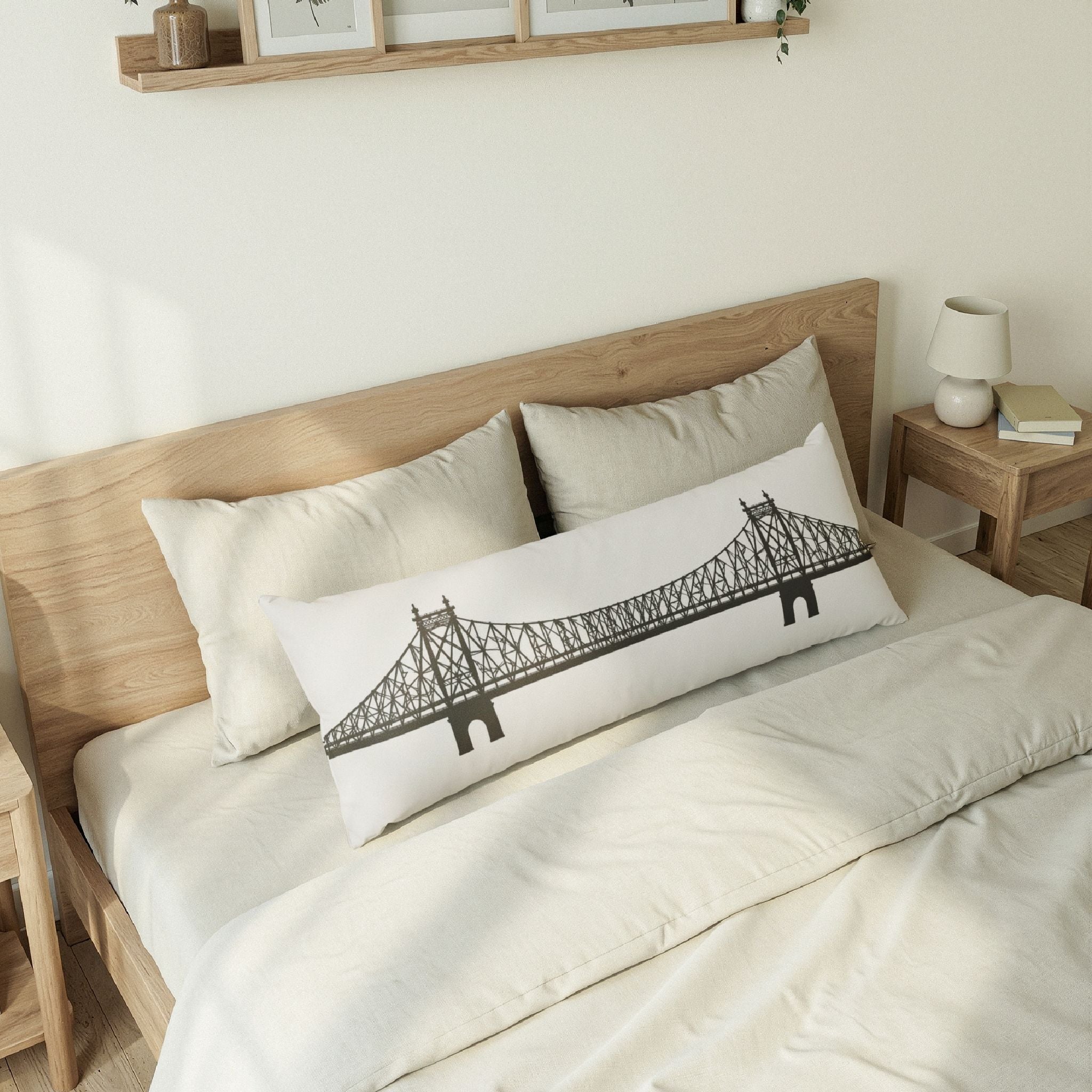 Ed Koch Queensboro Bridge Silhouette Pillow – Minimalist Cityscape Decor