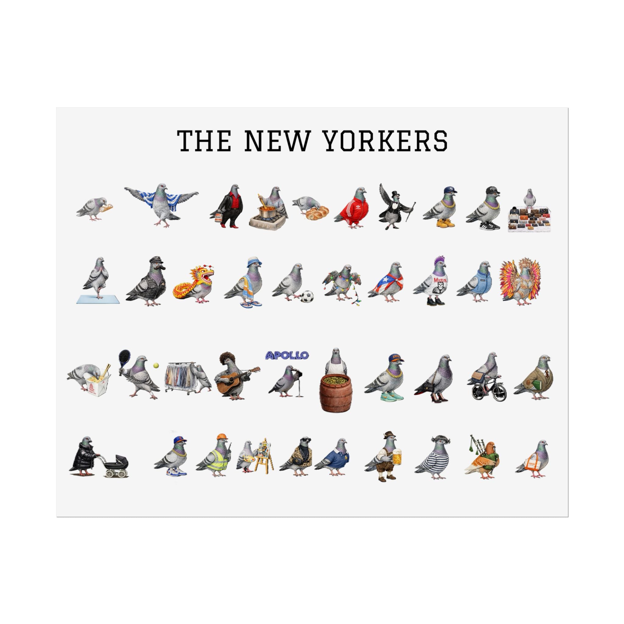 The New Yorkers Neighborhood Pigeons Rolled Poster | NYC Pigeon Gift for Bird Lovers