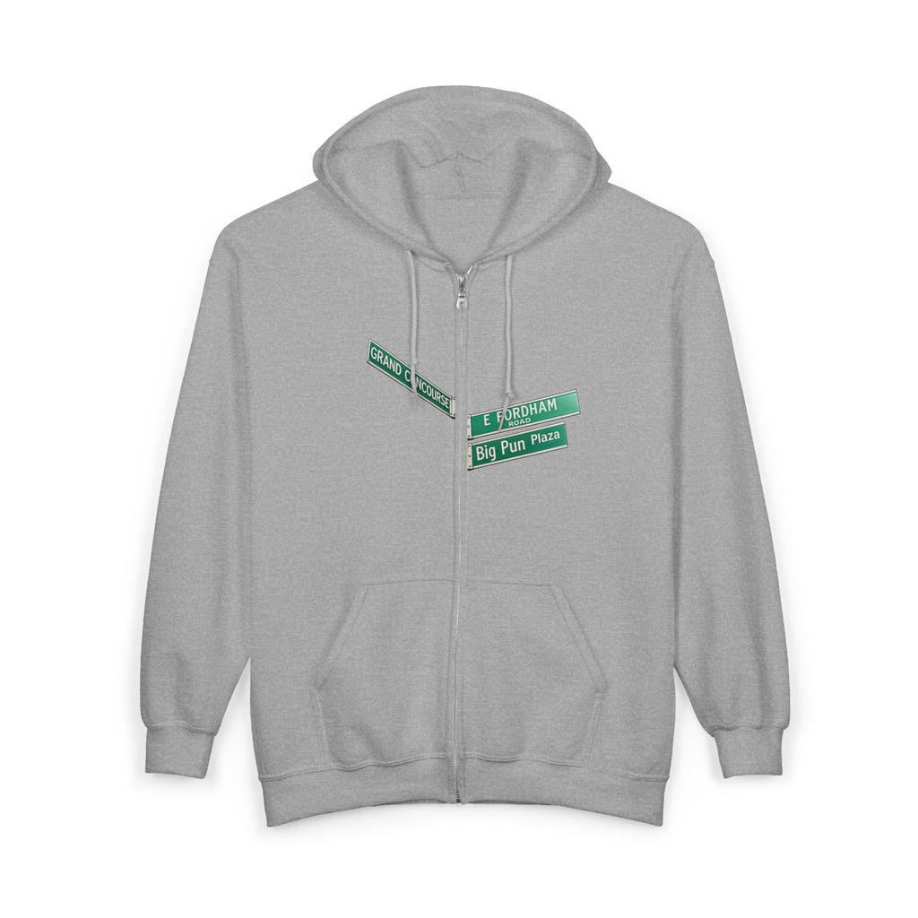 Bronx Street Sign Zip Up Hoodie   NYC Big Pun Grand Concourse Fordham Road Hooded Sweatshirt