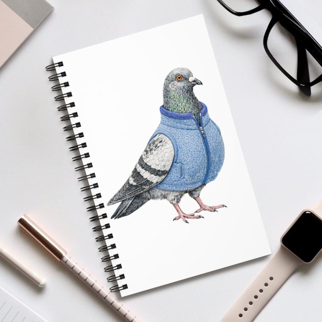 Customizable Financial District NYC Pigeon Spiral Journal |  FiDI Finance Bro Wall Street Bird Lovers Notebook
