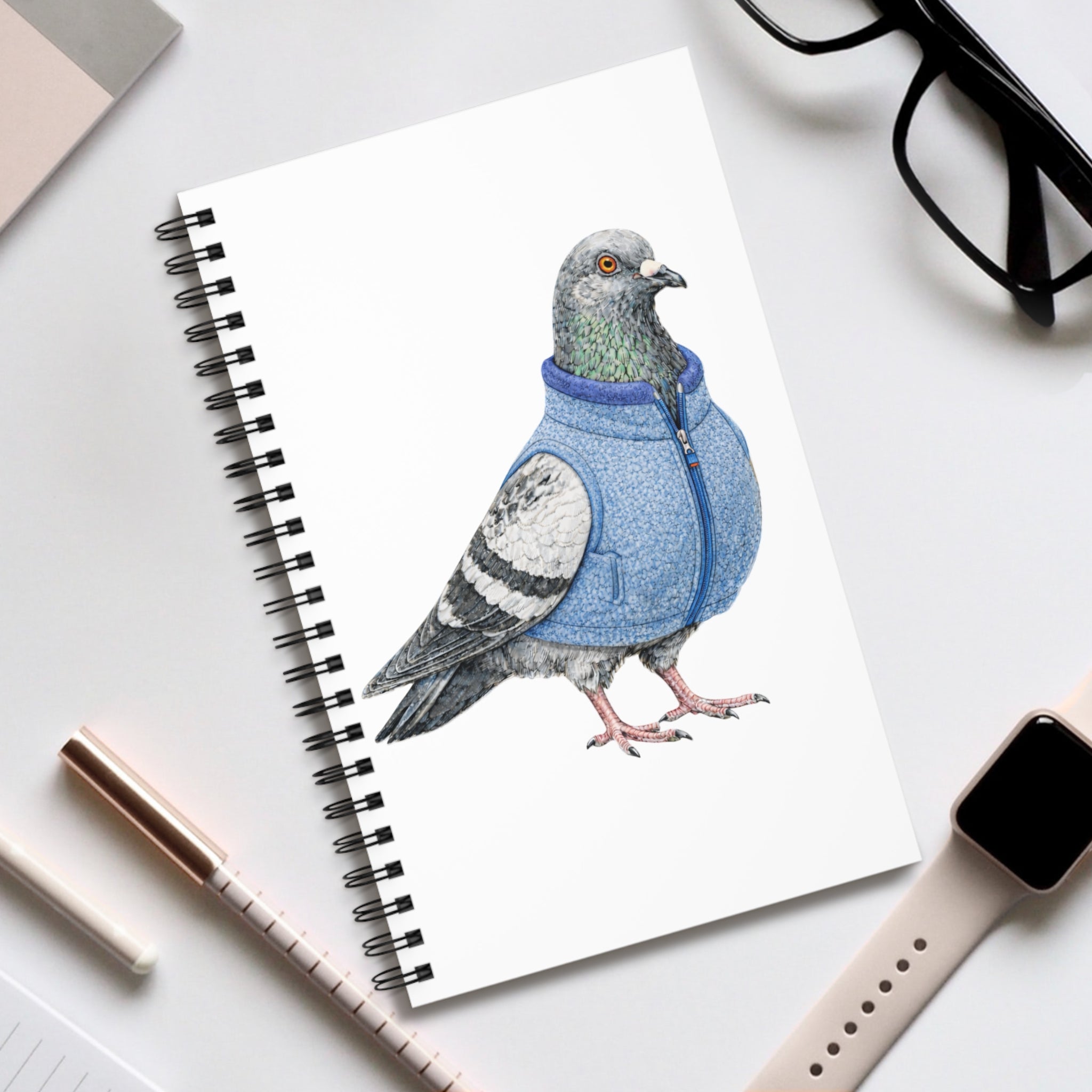 Customizable Financial District NYC Pigeon Spiral Journal |  FiDI Finance Bro Wall Street Bird Lovers Notebook