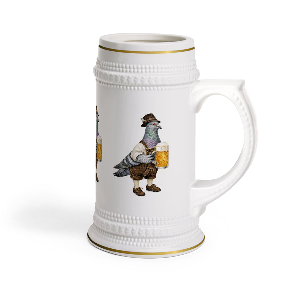 Customizable Yorkville NYC Pigeon Beer Stein | Oktoberfest Bavarian Lederhosen Beergarden Mug