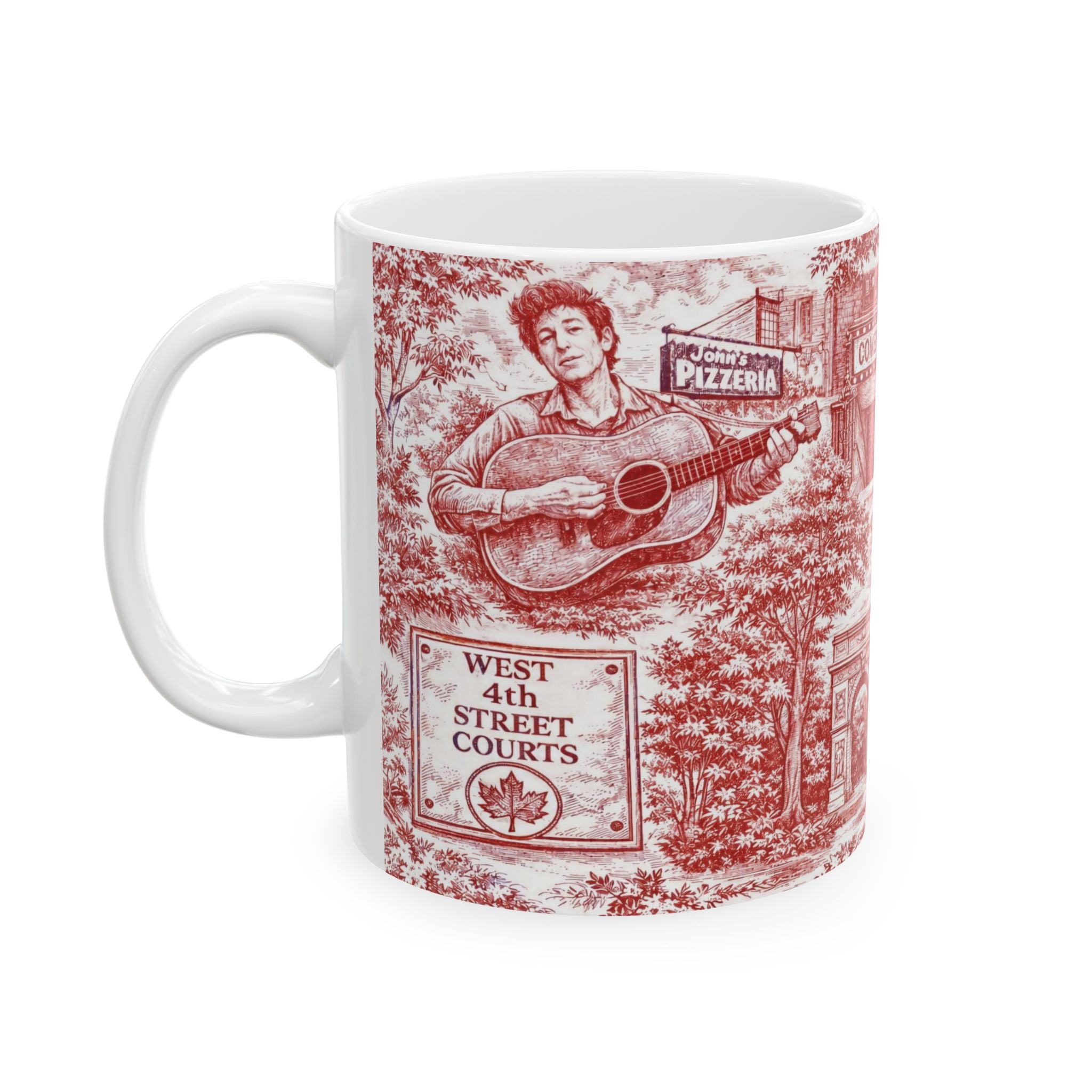 Greenwich Village Red and White Toile de Jouy Mug | NYC Chinoiserie Ceramic Coffee Cup