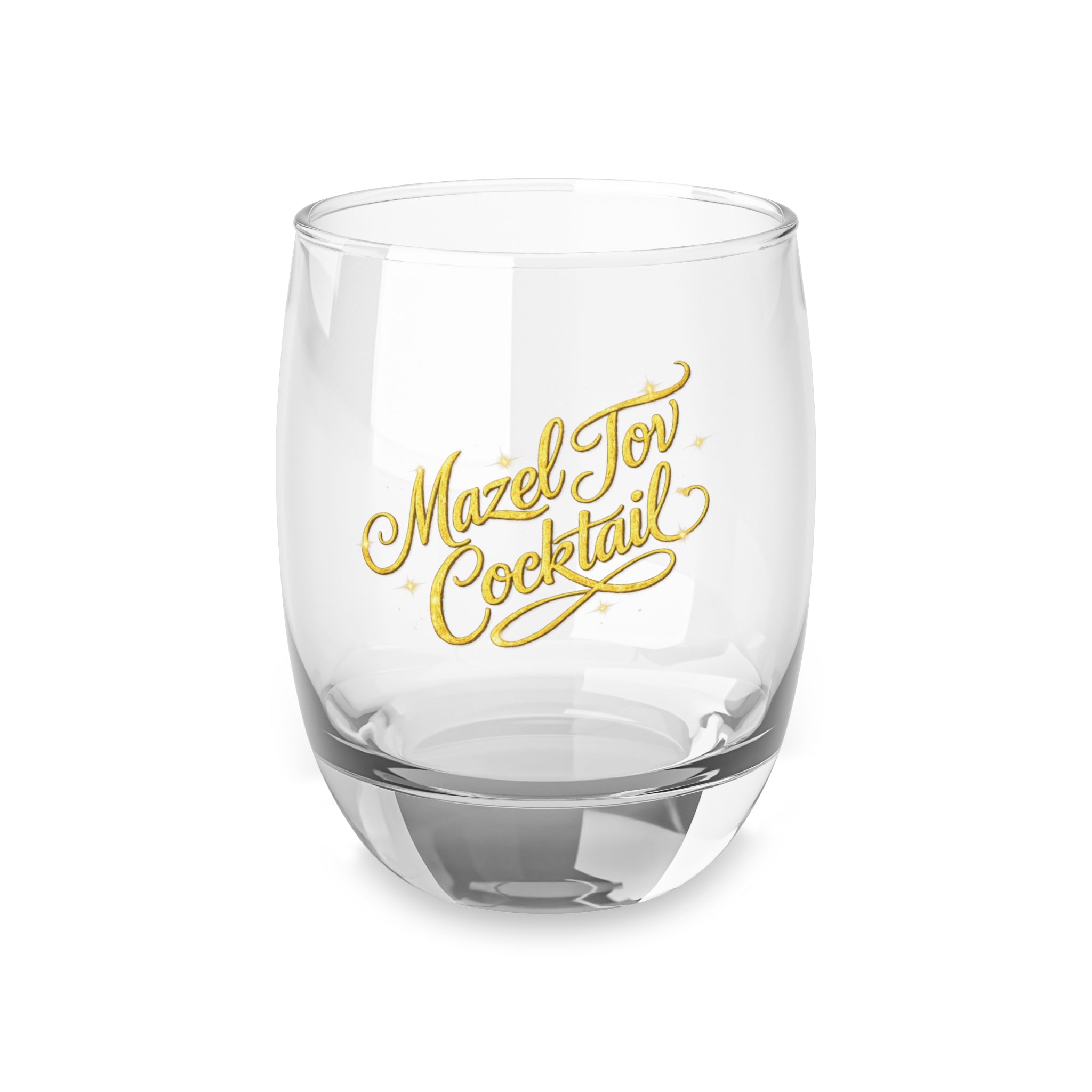 Mazel Tov Cocktail Glass – Gold Script Stemless Glass for Celebrations
