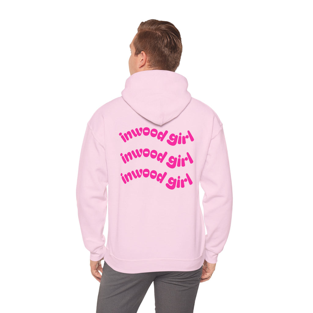 Inwood Girl Hoodie – Retro Pink Wave Back Print Hooded Sweatshirt