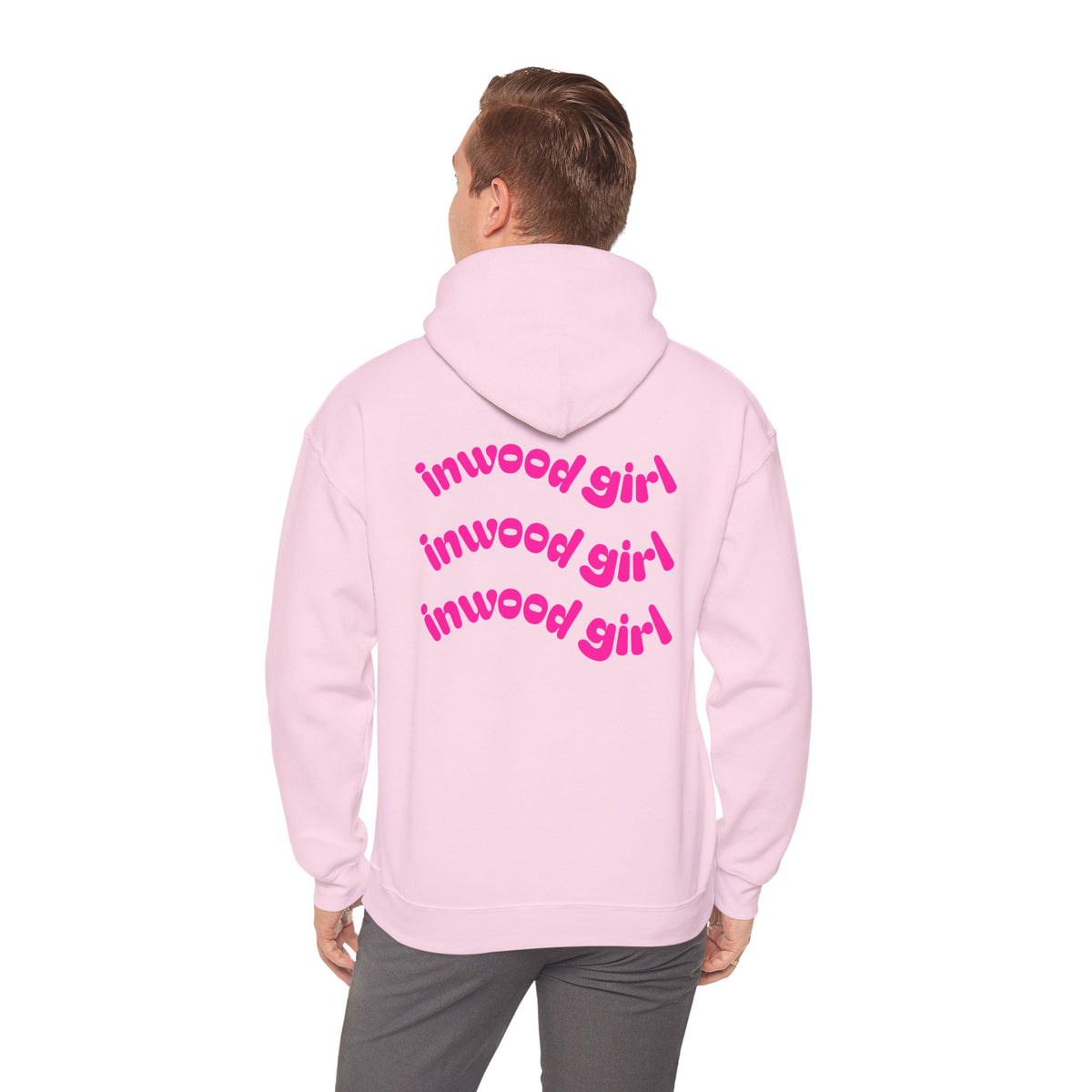 Inwood Girl Hoodie – Retro Pink Wave Back Print Hooded Sweatshirt