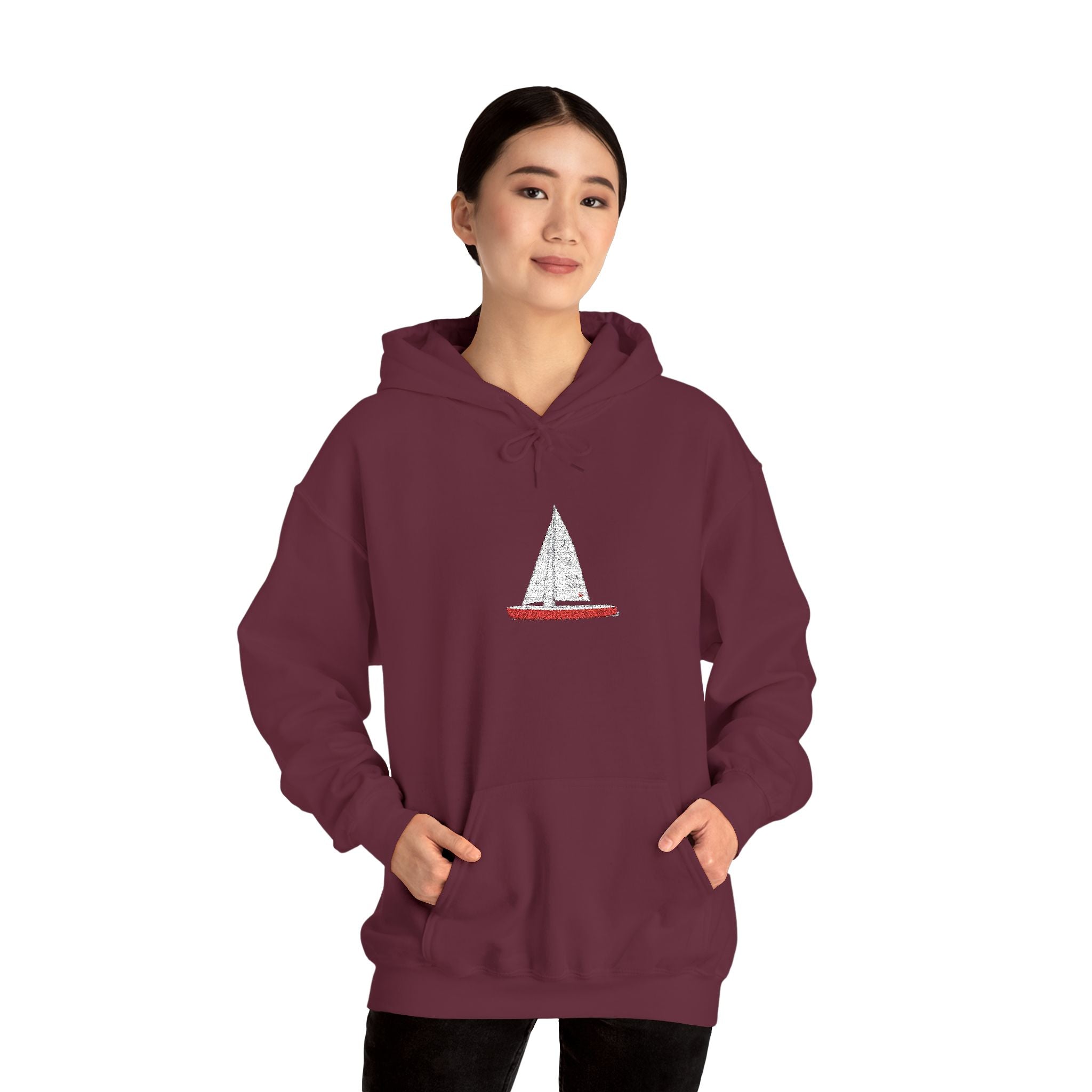Central Park Model Sailboat Embroidered NYC Hoodie   Unisex New York Embroidery Sailboat Hooded Sweatshirt