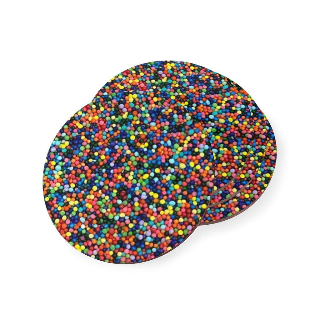 Rainbow Sprinkle Cork Coaster — Colorful Non-Slip Drink Coaster