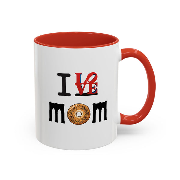 I Love NY Mom Mug | I Love Mom Mother's Day Bagel Brooklyn Bridge Accent Coffee Mug 11oz